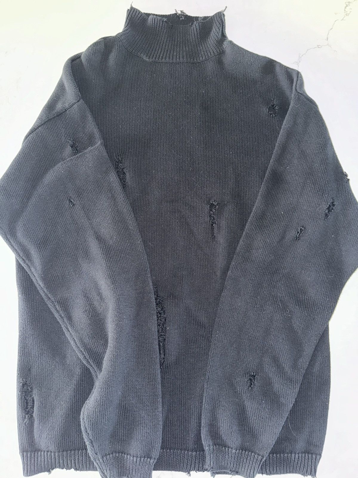 Rta Vintage Distressed Black Longsleeve Knitt TurtleNeck Size US L / EU 52-54 / 3 - 4 Thumbnail