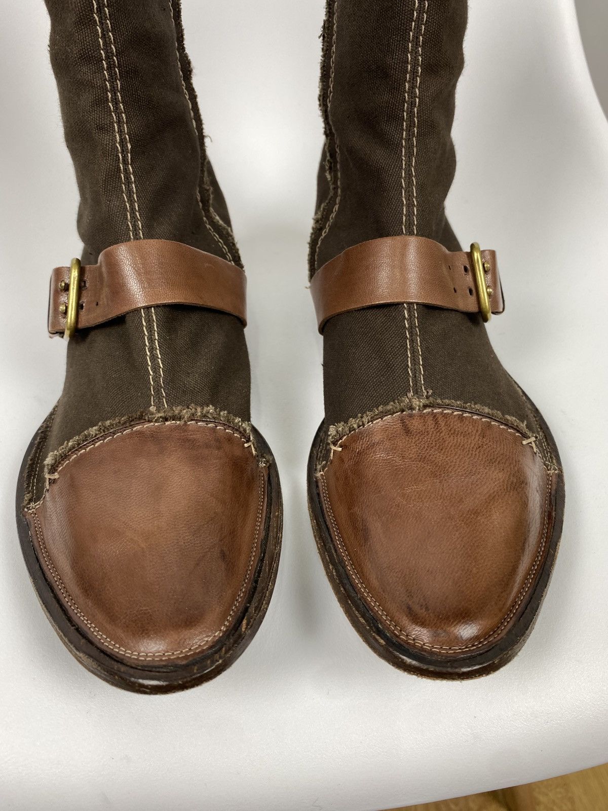 Other Latitude Femme Zip Boots Leather & Canvas size 38 Size US 8 / IT 38 - 6 Thumbnail