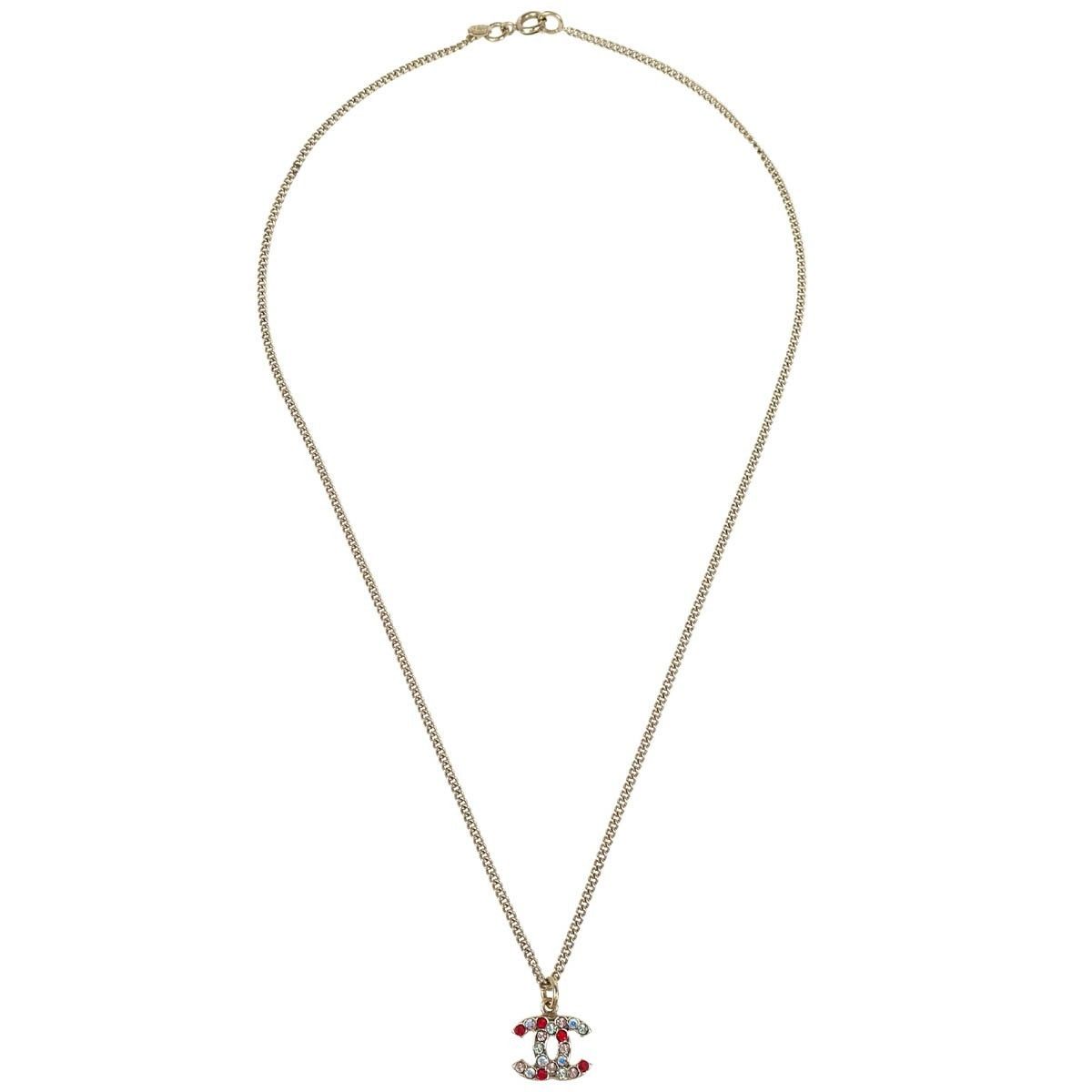 Chanel Chanel CC Pendant Necklace Multicolor Crystal Embellished Metal Size ONE SIZE - 1 Thumbnail