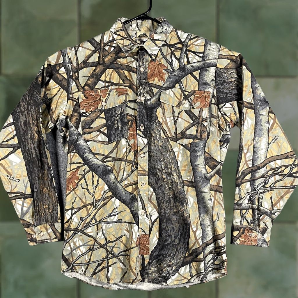 IDEA VINTAGE Ideal Shirt Mens Medium Camouflage Button Up Hunting USA Long Sleeve Size US M / EU 48-50 / 2 - 1 Thumbnail