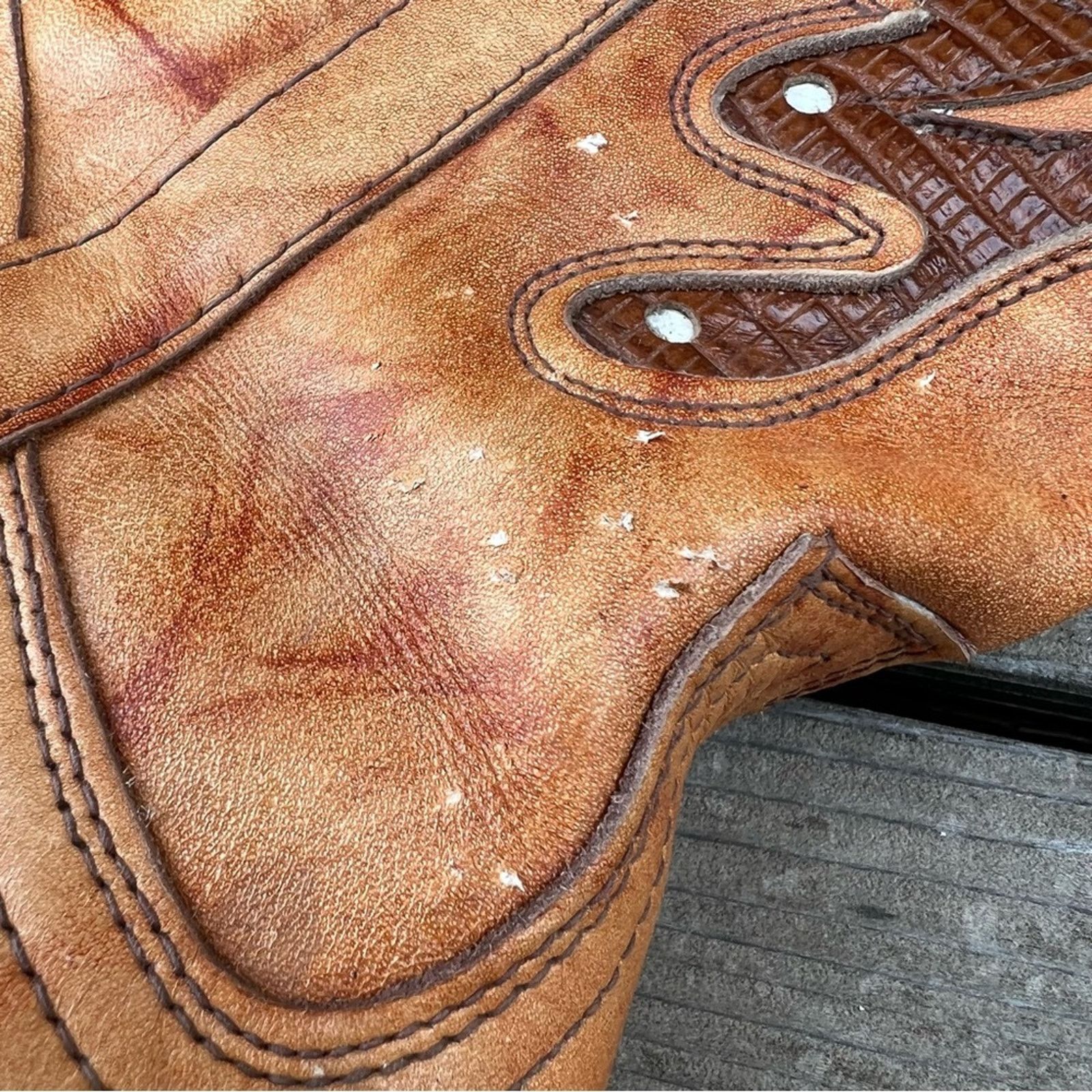 Vintage Miss Capezio Butterfly Boot stacked heel brindle tan leather Size US 7.5 / IT 37.5 - 11 Thumbnail