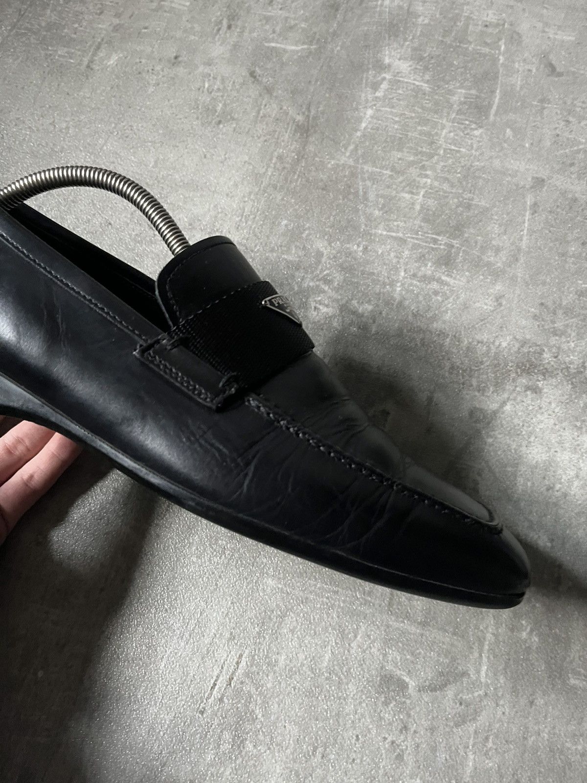 Prada Prada black logo leather loafers rare Size US 10.5 / EU 43-44 - 10 Thumbnail