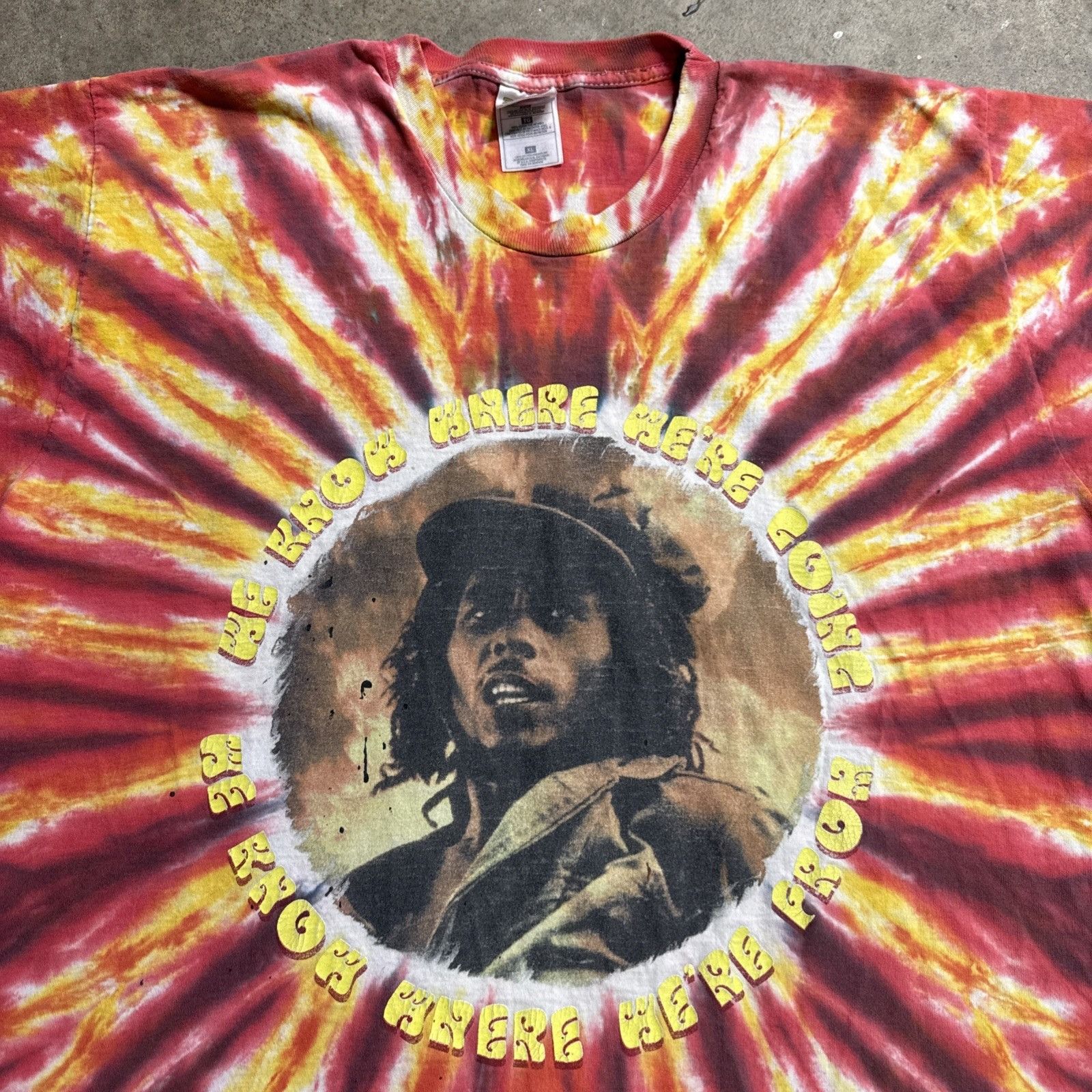 Rap Tees Vintage Bob Marley Shirt Mens XL Red 90s Tie Dye Band Tee Size US XL / EU 56 / 4 - 2 Thumbnail