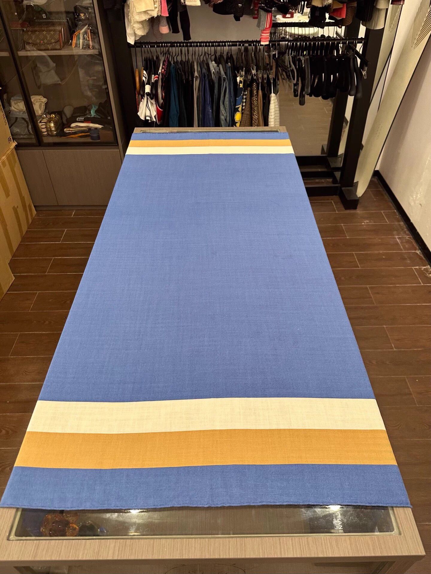 Hermes Hermes white/brown stripe blue cashmere scarf 140cm new box Size ONE SIZE - 3 Thumbnail