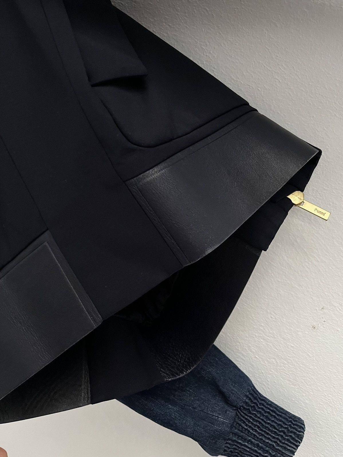Juun.J Juun.J Leather Accented Navy Bomber Jacket Avant Garde Size US S / EU 44-46 / 1 - 17 Thumbnail
