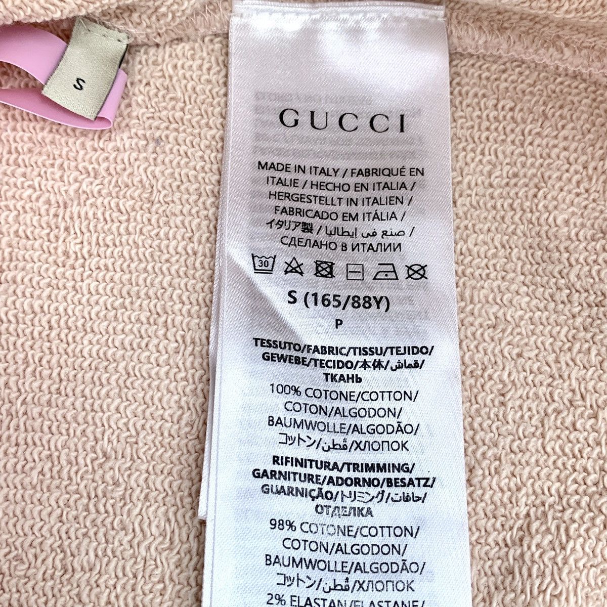 Gucci Gucci Pink Logo Flocked Cotton Hooded Sweatshirt K26WX Size S / US 4 / IT 40 - 7 Thumbnail