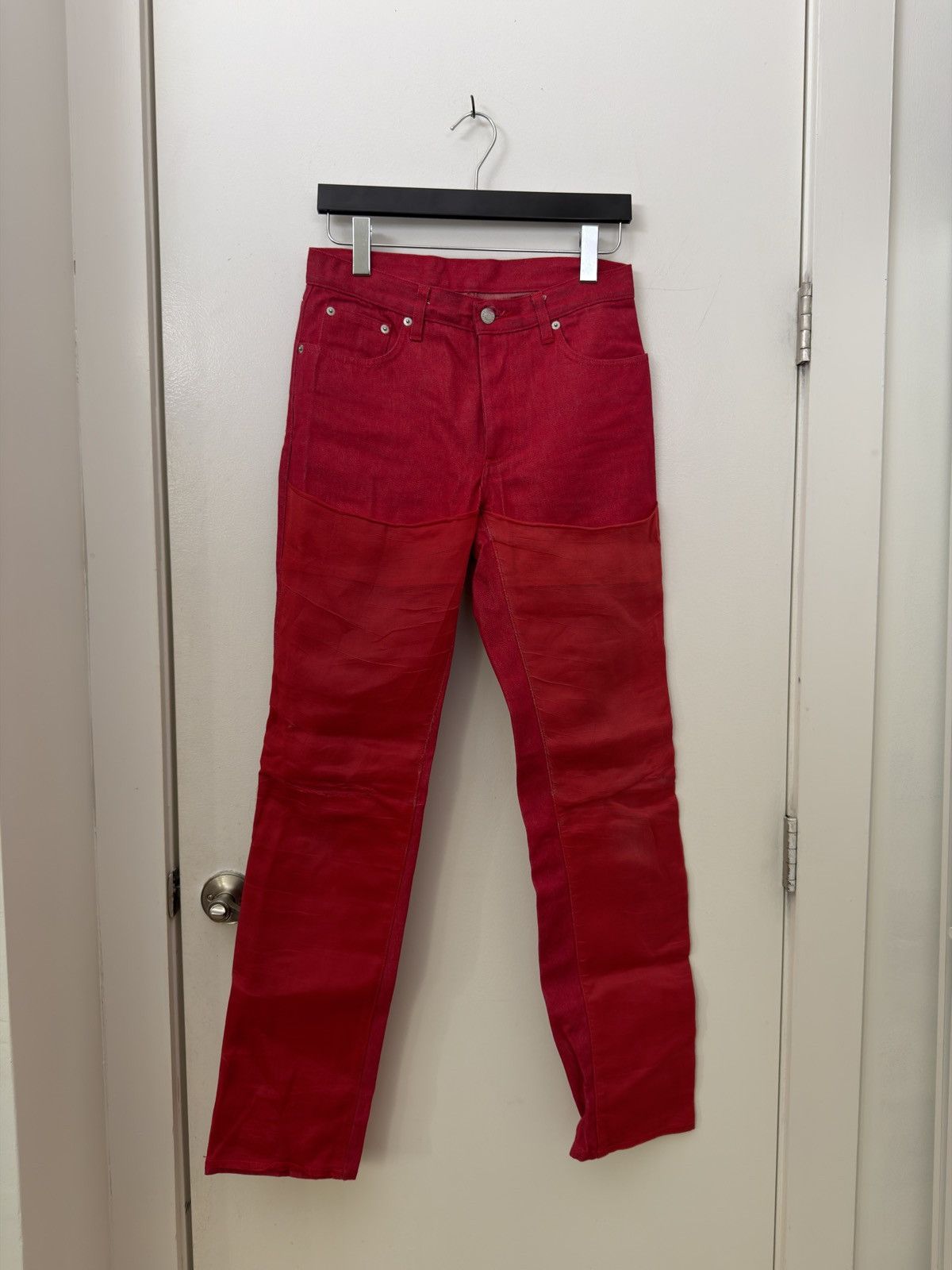 Helmut Lang AW97 Fuschia Sheer-Overlay Jeans Size US 29 - 1 Thumbnail