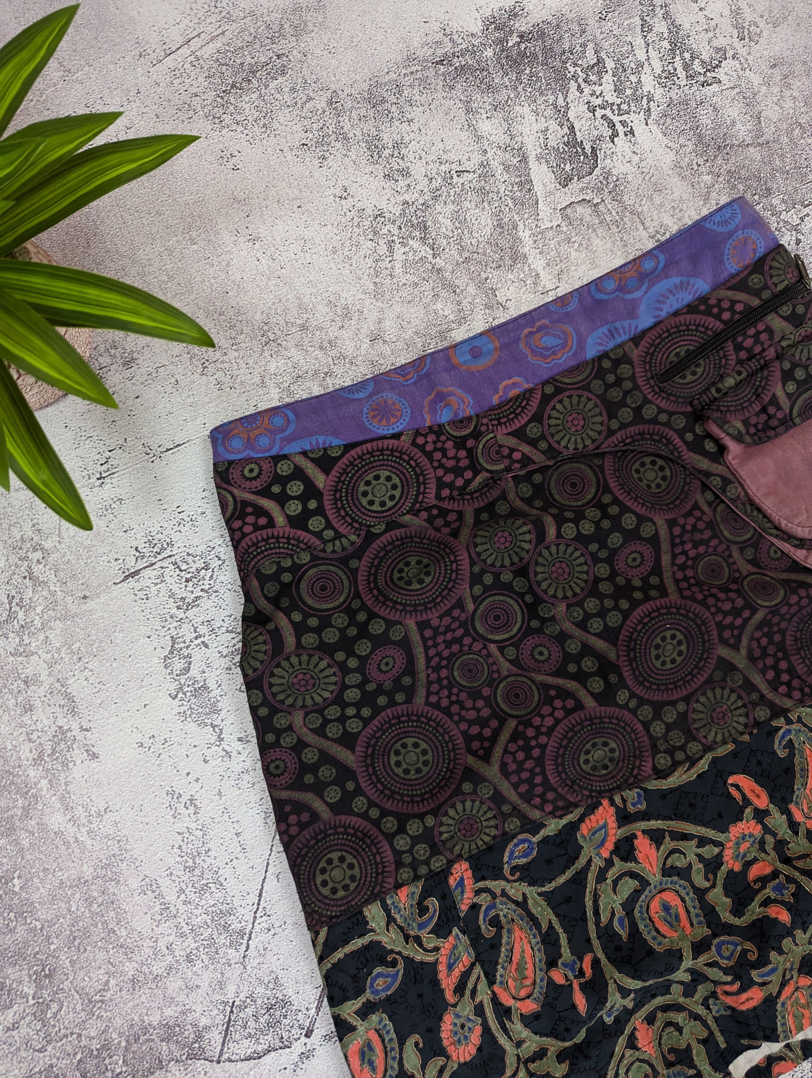 Japanese Brand VTG Japanese Patchwork Wrap Skirt Boho Fairy M/L Size 31" - 15 Thumbnail