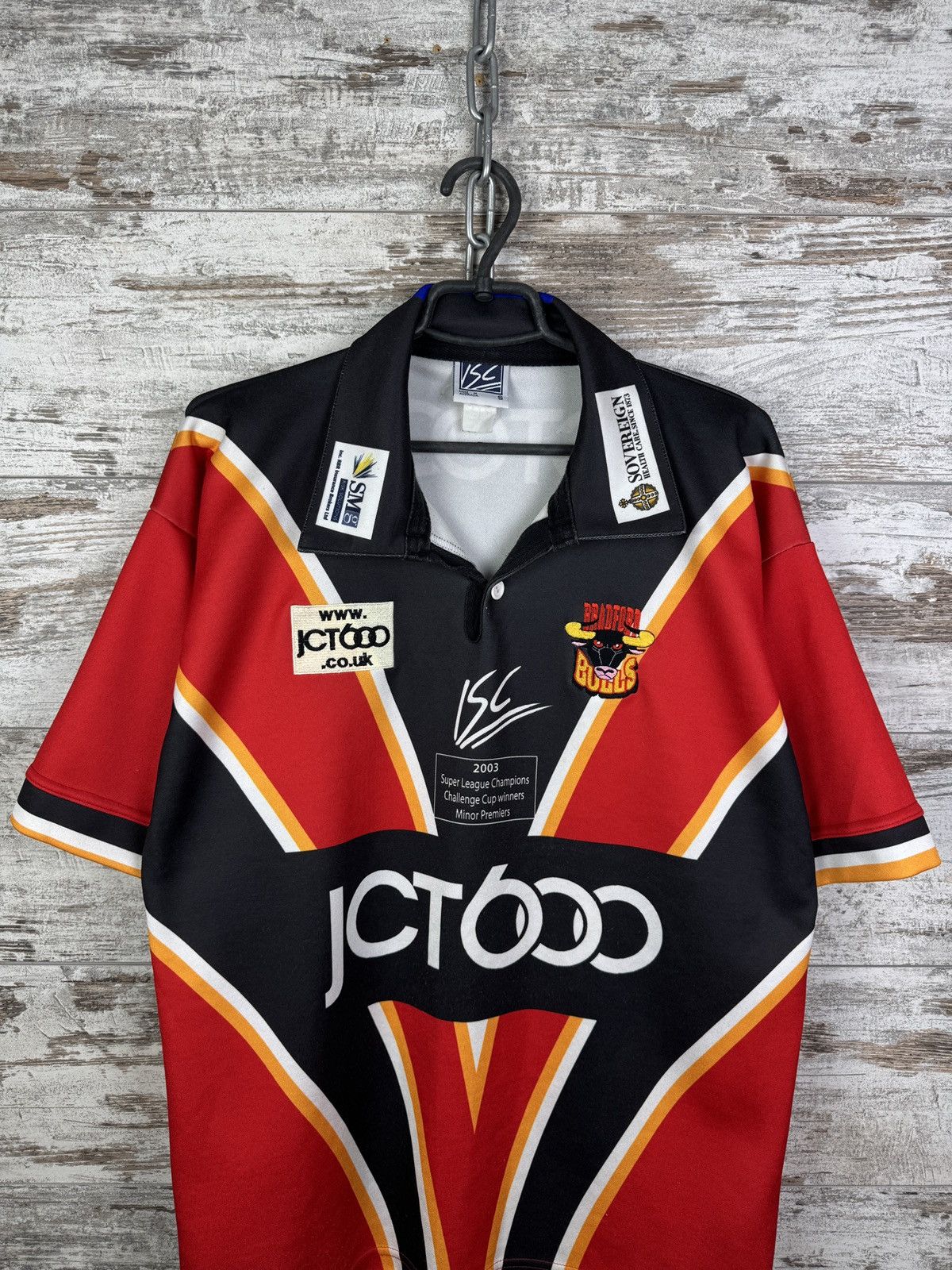 Vintage Bradford Bulls Super League Champions Away Rugby T-Shirt Size US S / EU 44-46 / 1 - 2 Thumbnail