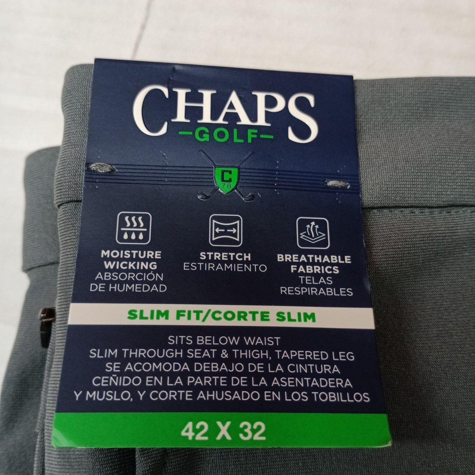 Chaps Chaps Golf Performance Slim Fit Pants Men 42x32 Gray Stretch Size US 42 / EU 58 - 2 Thumbnail