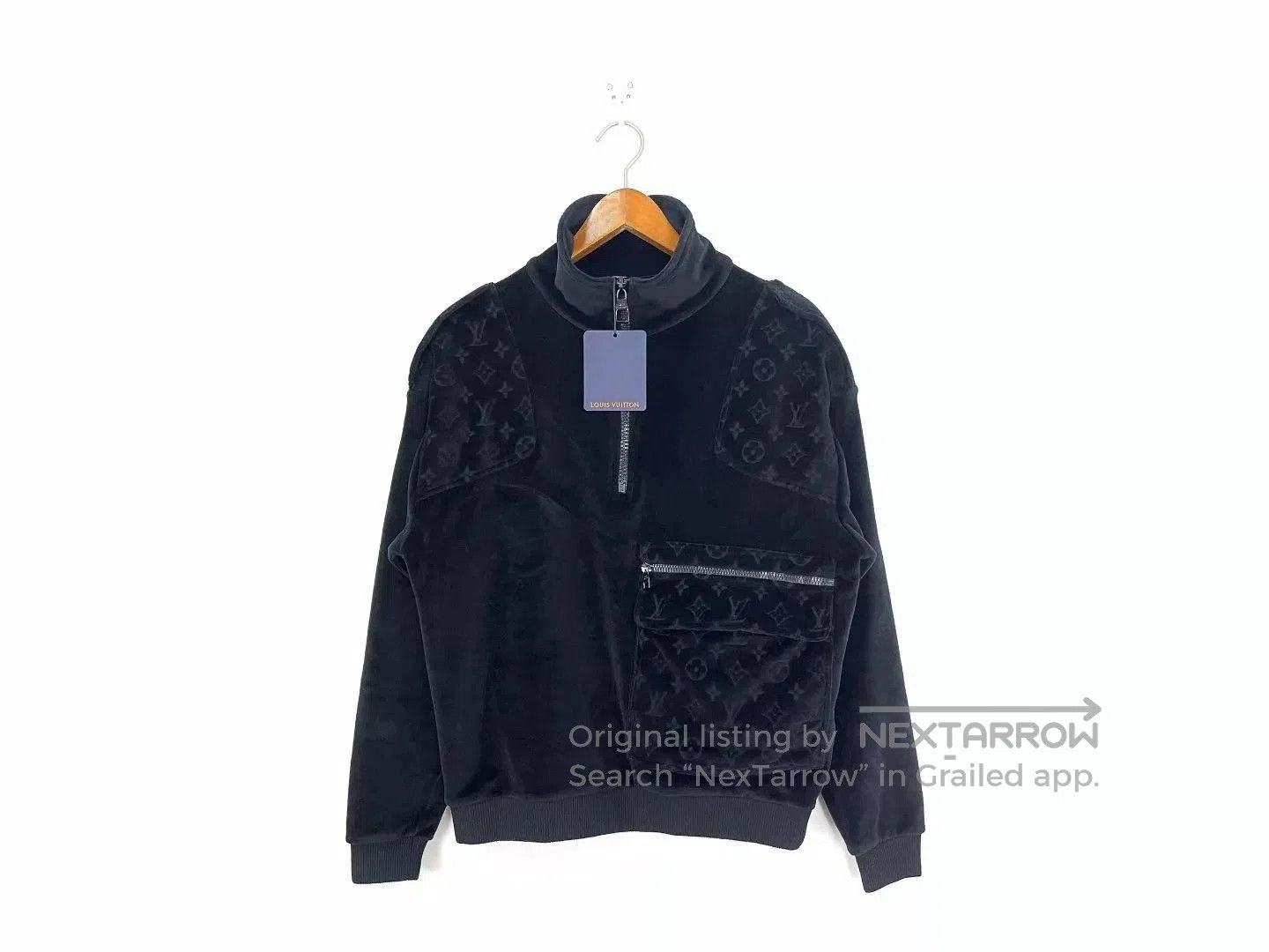 Louis Vuitton Black Velour Bomber Jacket with Patterned Accents. Size US L / EU 52-54 / 3 - 1 Thumbnail