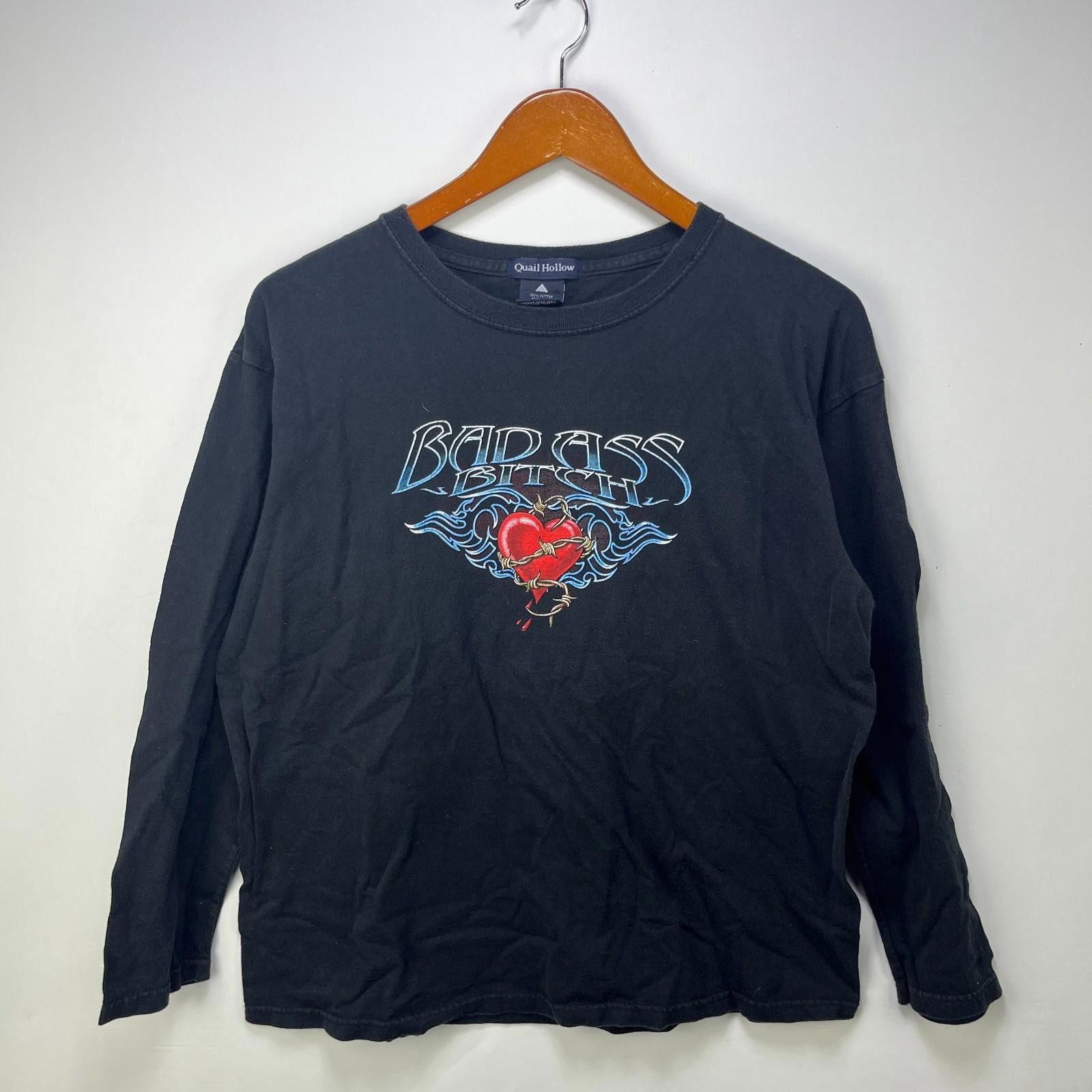 Vintage Vintage Badass Bitch Biker Long Sleeve Shirt Y2K Large Size L / US 10 / IT 46 - 1 Thumbnail