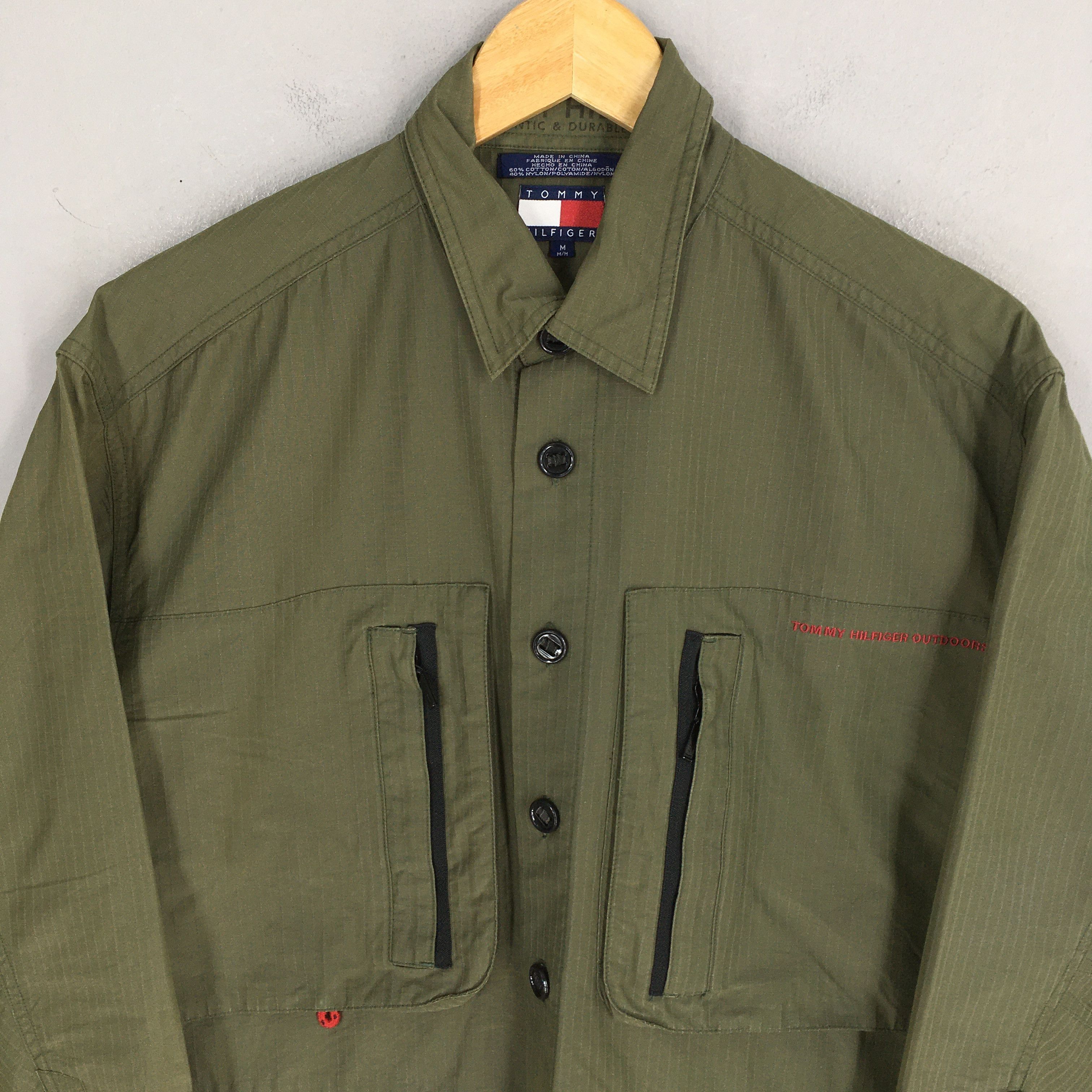 Tommy Hilfiger Vintage Tommy Hilfiger Olive Windbreaker Jacket Medium Size US M / EU 48-50 / 2 - 2 Thumbnail