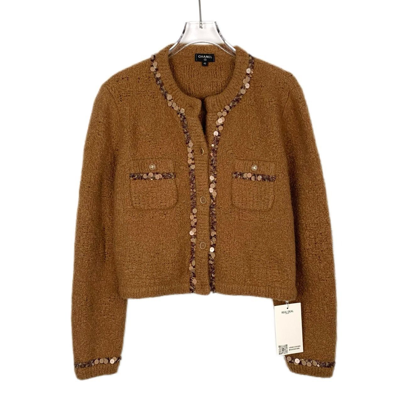 Chanel Chanel Snow Series Logo Button Heavy Sequin Camel Cashmere T Size M / US 6-8 / IT 42-44 - 1 Thumbnail