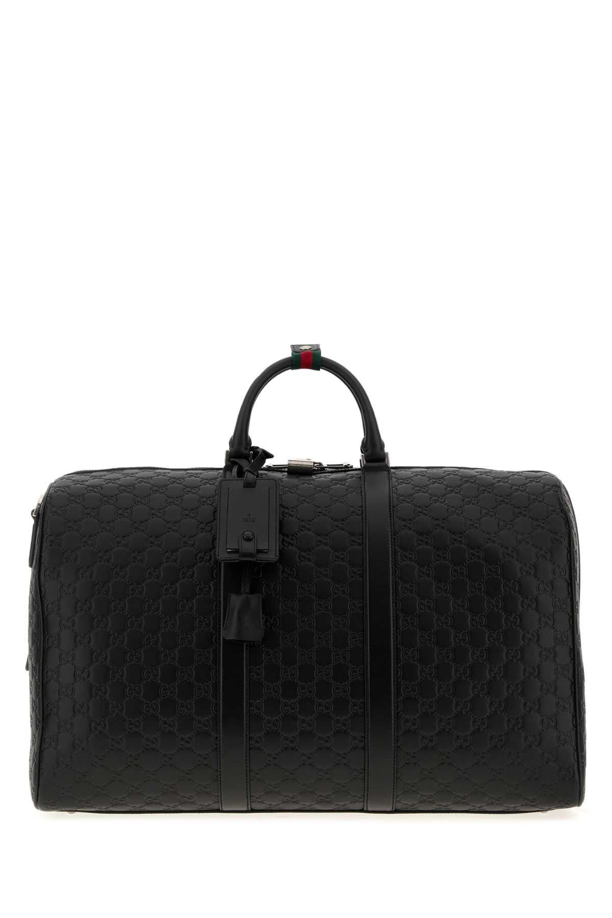 Gucci Black Leather Gg Emblem Duffle Bag Size ONE SIZE - 1 Thumbnail