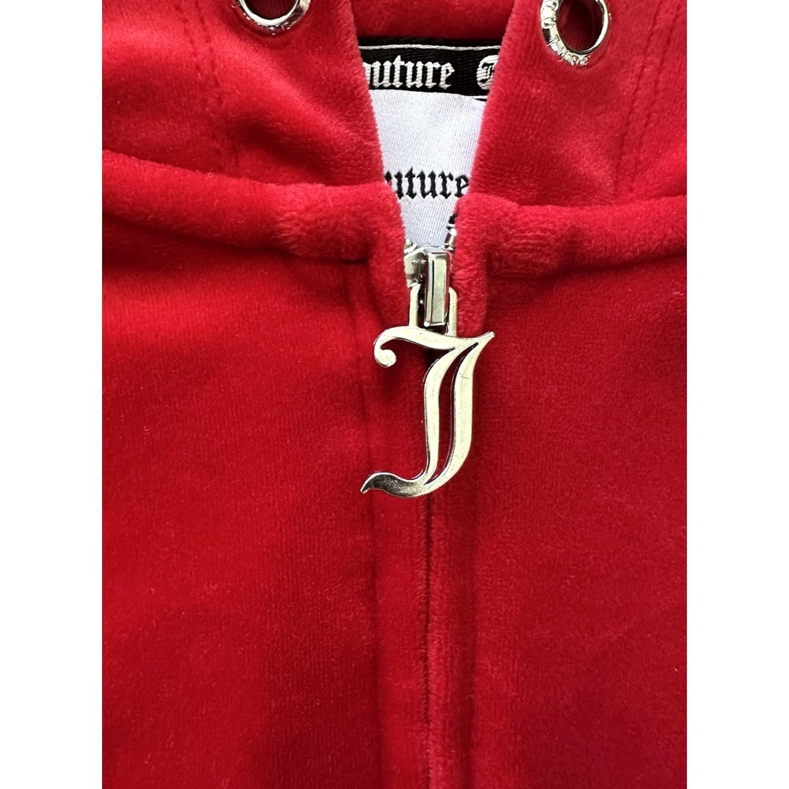 Juicy Couture VINTAGE Juicy Couture Hoodie Full Zip Velour Red XS Rhinestone Spellout 90s Y2K Women’s Small Zip Hoodie) Size XS / US 0-2 / IT 36-38 - 3 Thumbnail