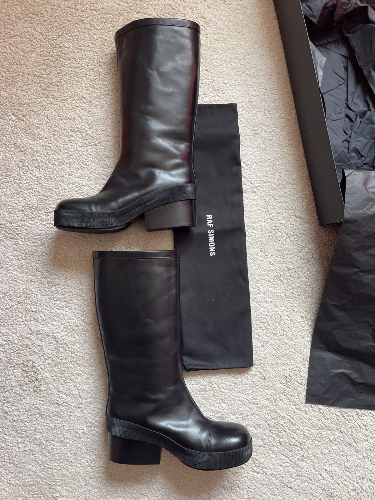 Raf Simons Black Heel Boots Size US 12 / EU 45 - 1 Thumbnail