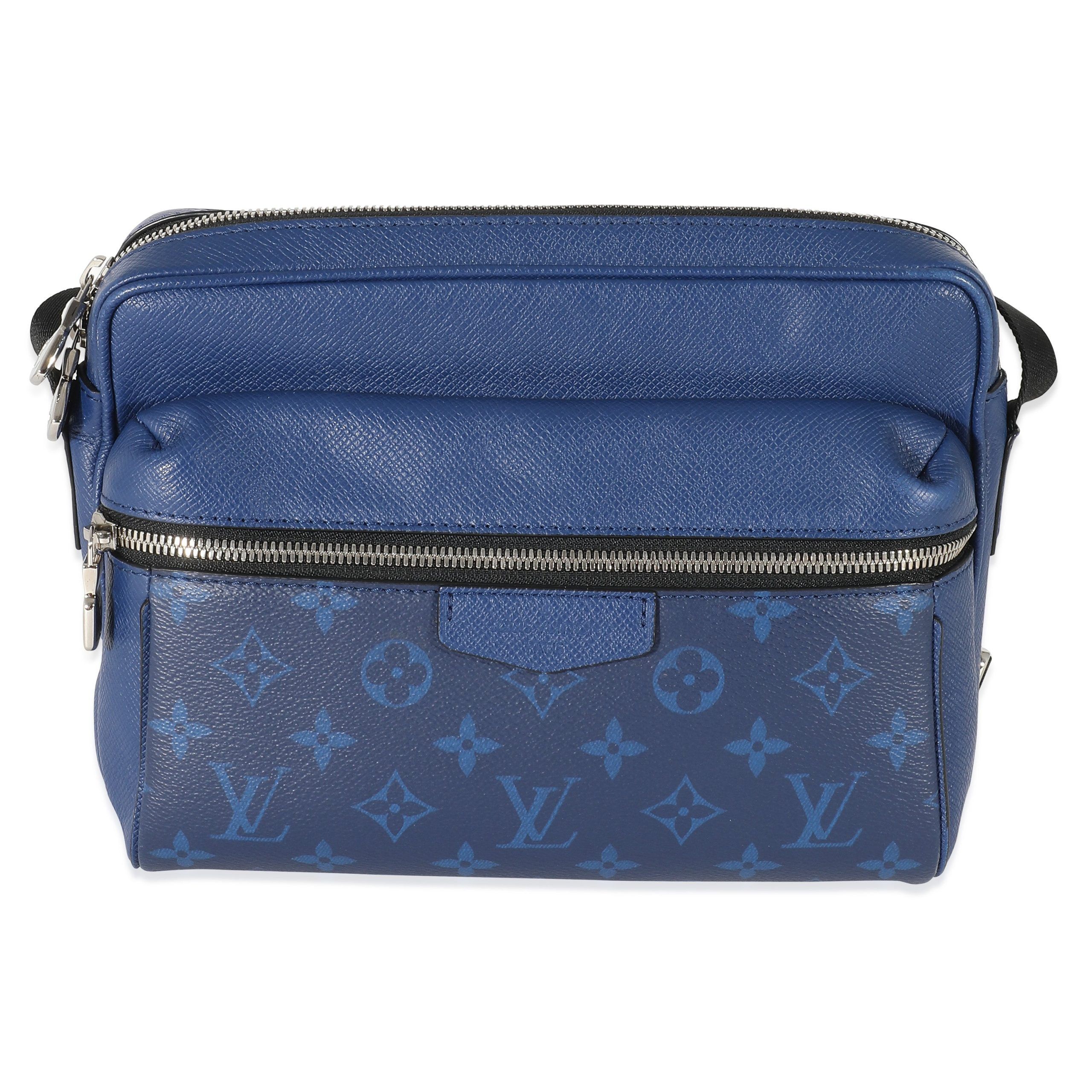 image of Louis Vuitton Cobalt Taiga Monogram Outdoor Messenger in Blue, Women's