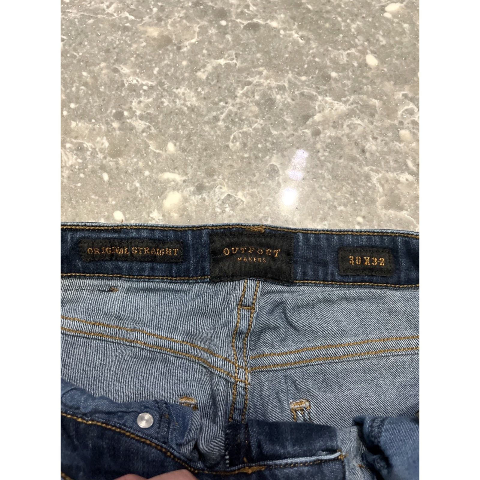 Vintage Outpost Makers Jeans Men 32x30 Dark Blue Original Straight Stretch Denim 30 In Inseam Mens Size US 32 / EU 48 - 3 Thumbnail