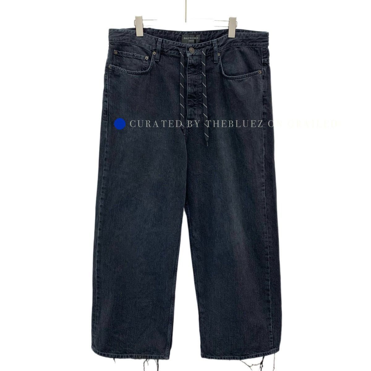 Balenciaga Washed Distressed Wide-Leg Black Denim Pants Size US 32 / EU 48 - 1 Thumbnail