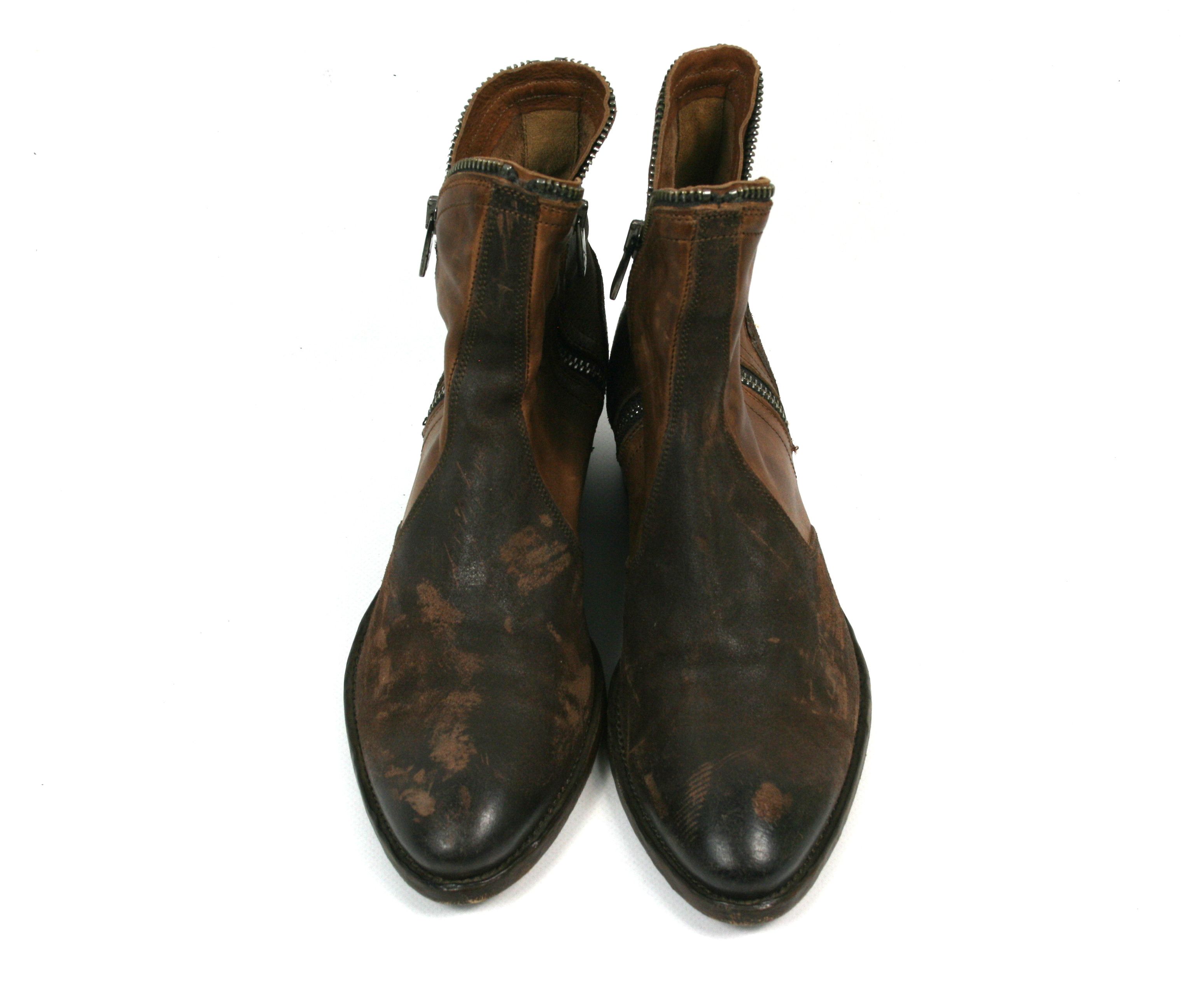 Pantanetti Biker Distressed Zip All Over Leather Boots Size US 7 / IT 37 - 5 Thumbnail