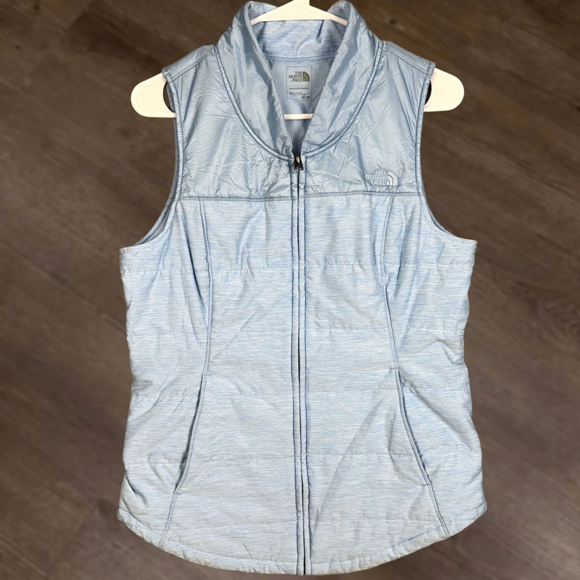 The North Face The North Face Vest Womens Medium Light Blue Heathered Full Zip Insulated Hybrid Vest Womens M Blue Heathered Zip Size M / US 6-8 / IT 42-44 - 1 Thumbnail