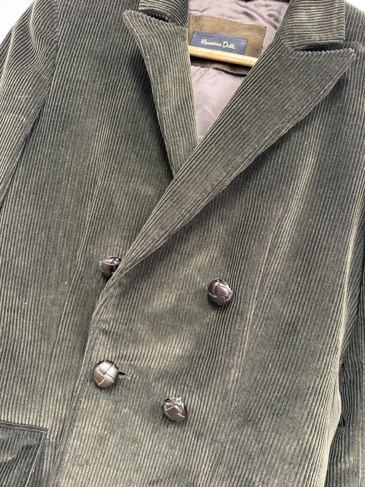 Massimo Dutti Massimo Dutti Women's Olive Green Corduroy Double-BreastedBl Size ONE SIZE - 3 Thumbnail