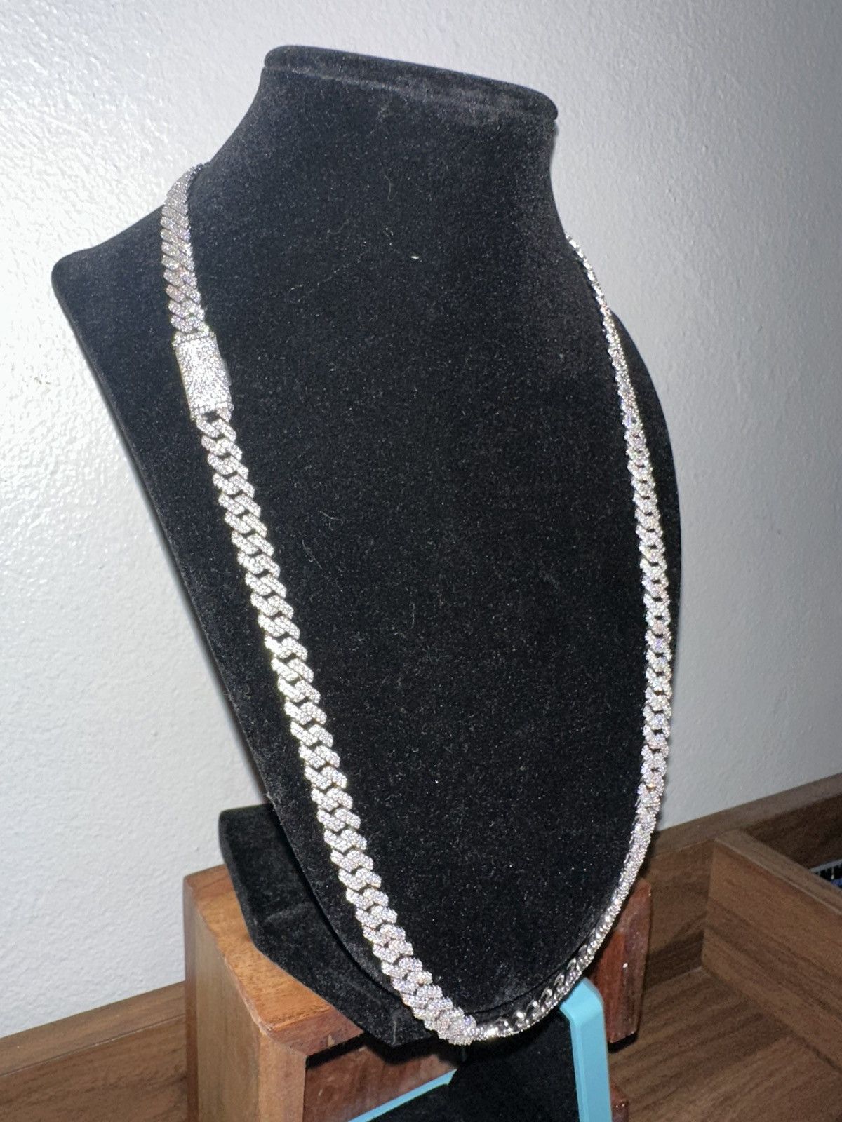 925 stirling silver cuban link chain VVS1-D diaminds