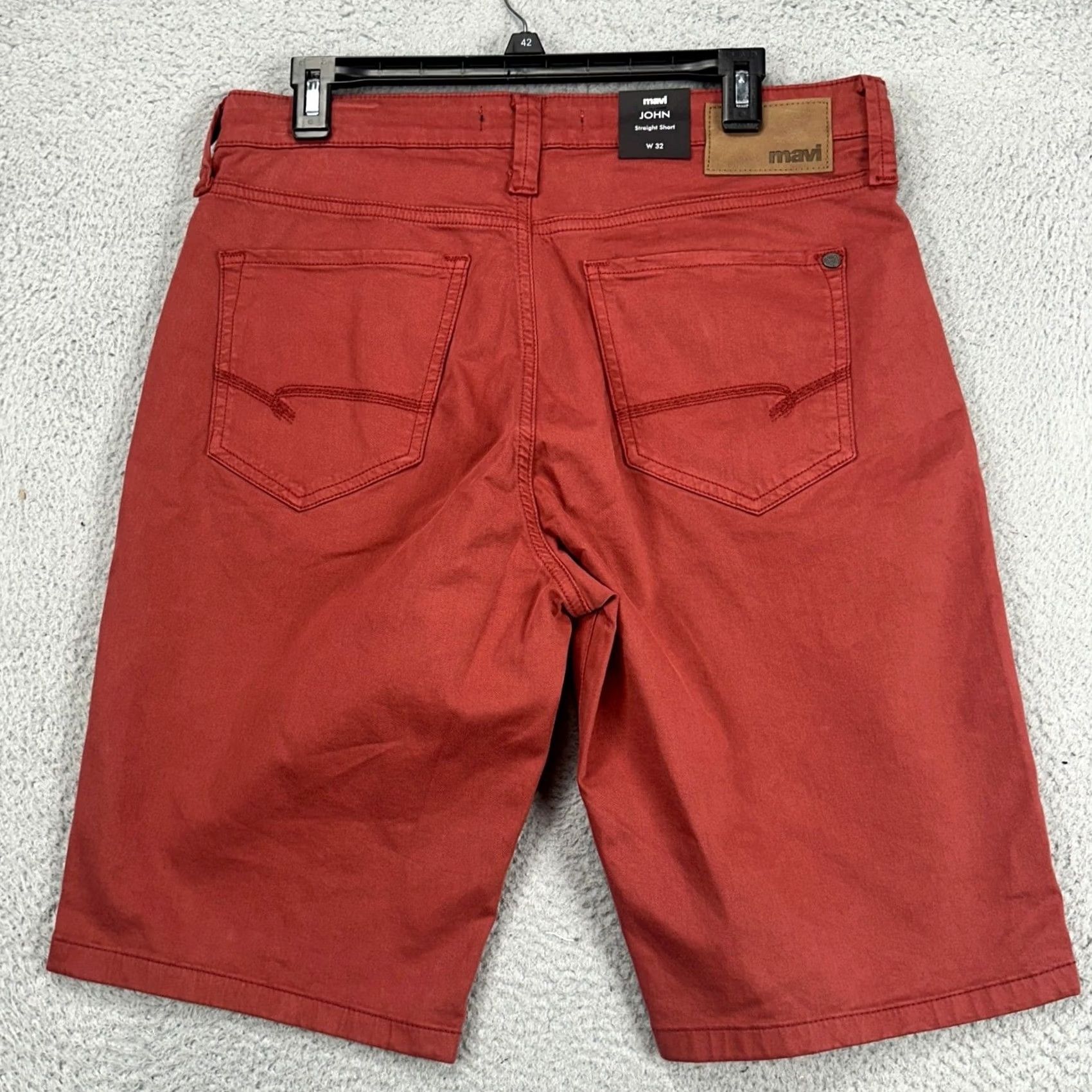 Mavi Mavi John Shorts Mens 32 Red Rose Wood Twill Khakis Stretch Flat Front NEW Size US 32 / EU 48 - 3 Thumbnail