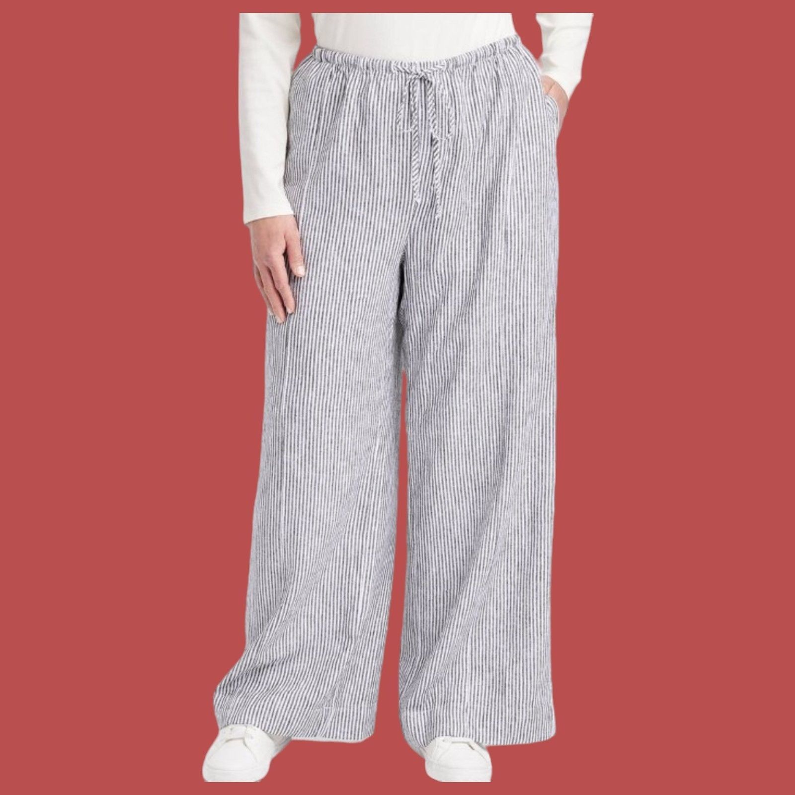 Other A New Day - Women's High-Rise Wide Leg Linen Pants - Black/W Size 38" / US 16 / IT 52 - 2 Thumbnail