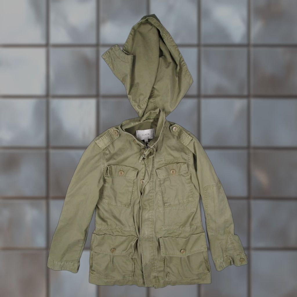 J.Crew J.CREW Women's Military Jacket Small Green Full Zip Hood Fatigue Utility Casual Size S / US 4 / IT 40 - 1 Thumbnail
