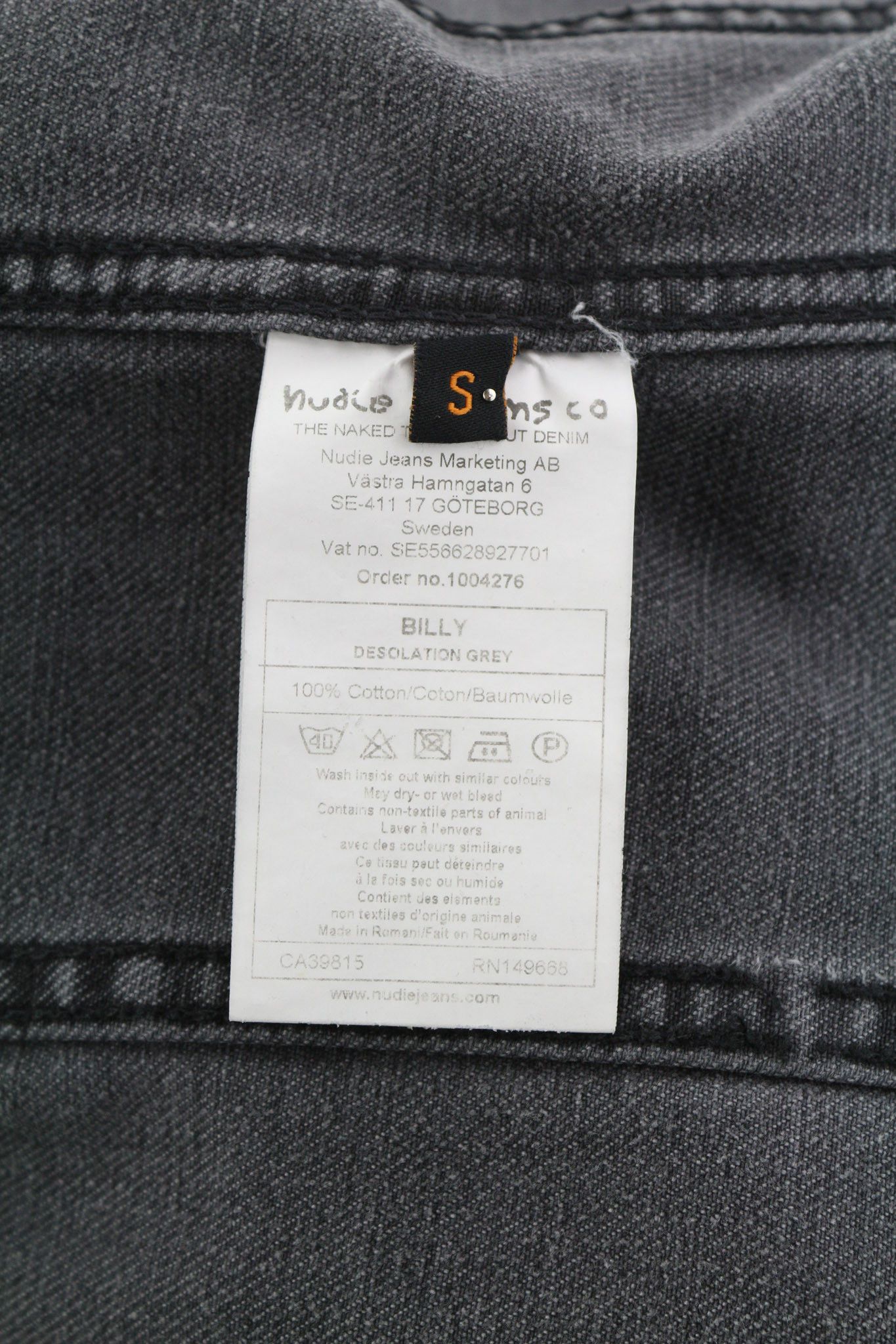 Nudie Jeans BILLY S Desolation Grey Polo Logo Patch Denim Jacket 82467 Size US S / EU 44-46 / 1 - 7 Thumbnail