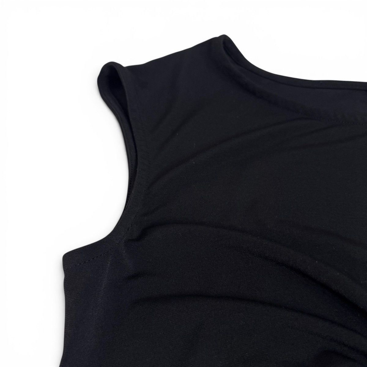 Venus Venus Black Ruched Front Zipper Detail Sleeveless Top Size S / US 4 / IT 40 - 3 Thumbnail