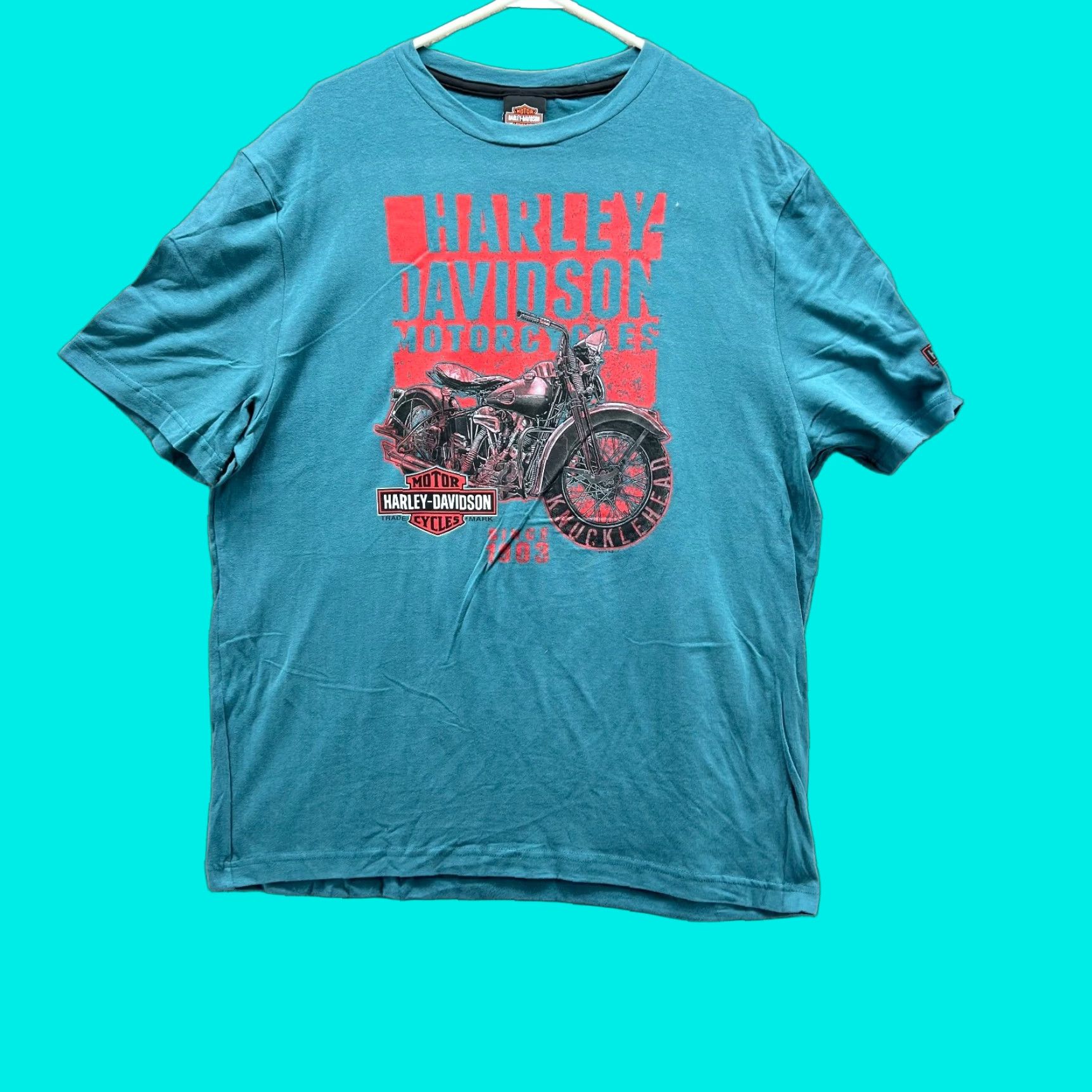Harley Davidson Harley-Davidson Shirt Men XL Teal Blue Motorcycle Biker Casual Tee 2019 NEW Size US XL / EU 56 / 4 - 1 Thumbnail