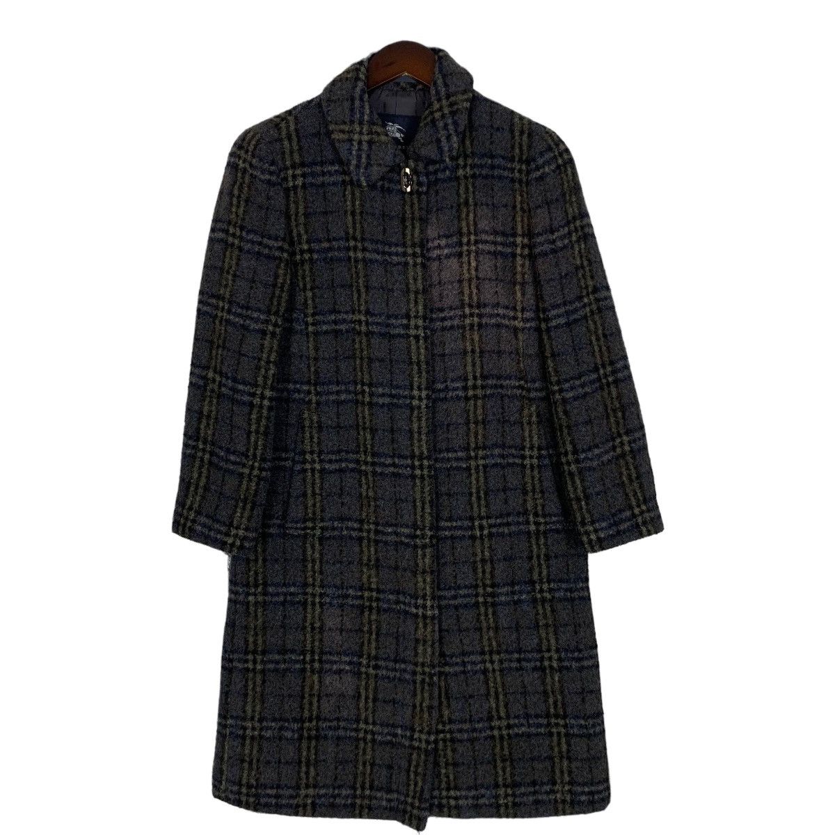 image of Luxury Brand Burberry London Checkerboard Wool Long Jacket, Women's (Size Small)