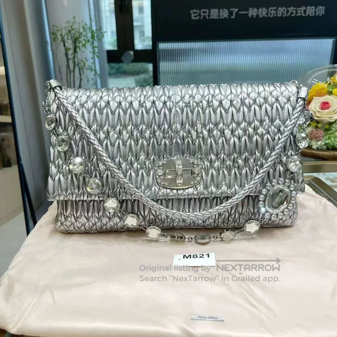 Miu Miu Miu Miu Crystal Embellished Silver Bag 99 New M821/ Size ONE SIZE - 1 Thumbnail