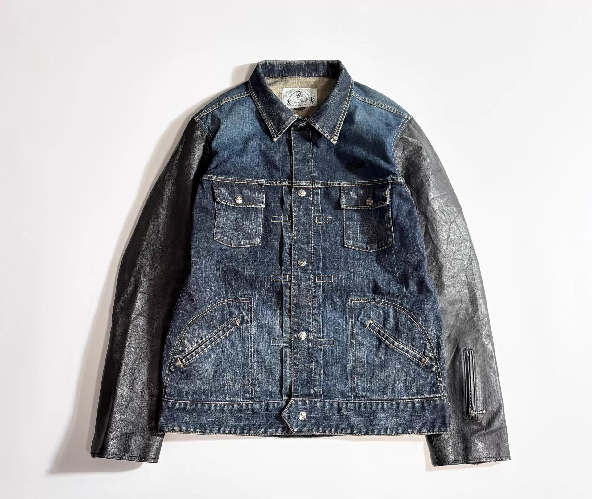 Other BaL OR G NAL Leather Sleeve Denim Jacket L Size US L / EU 52-54 / 3 - 1 Thumbnail