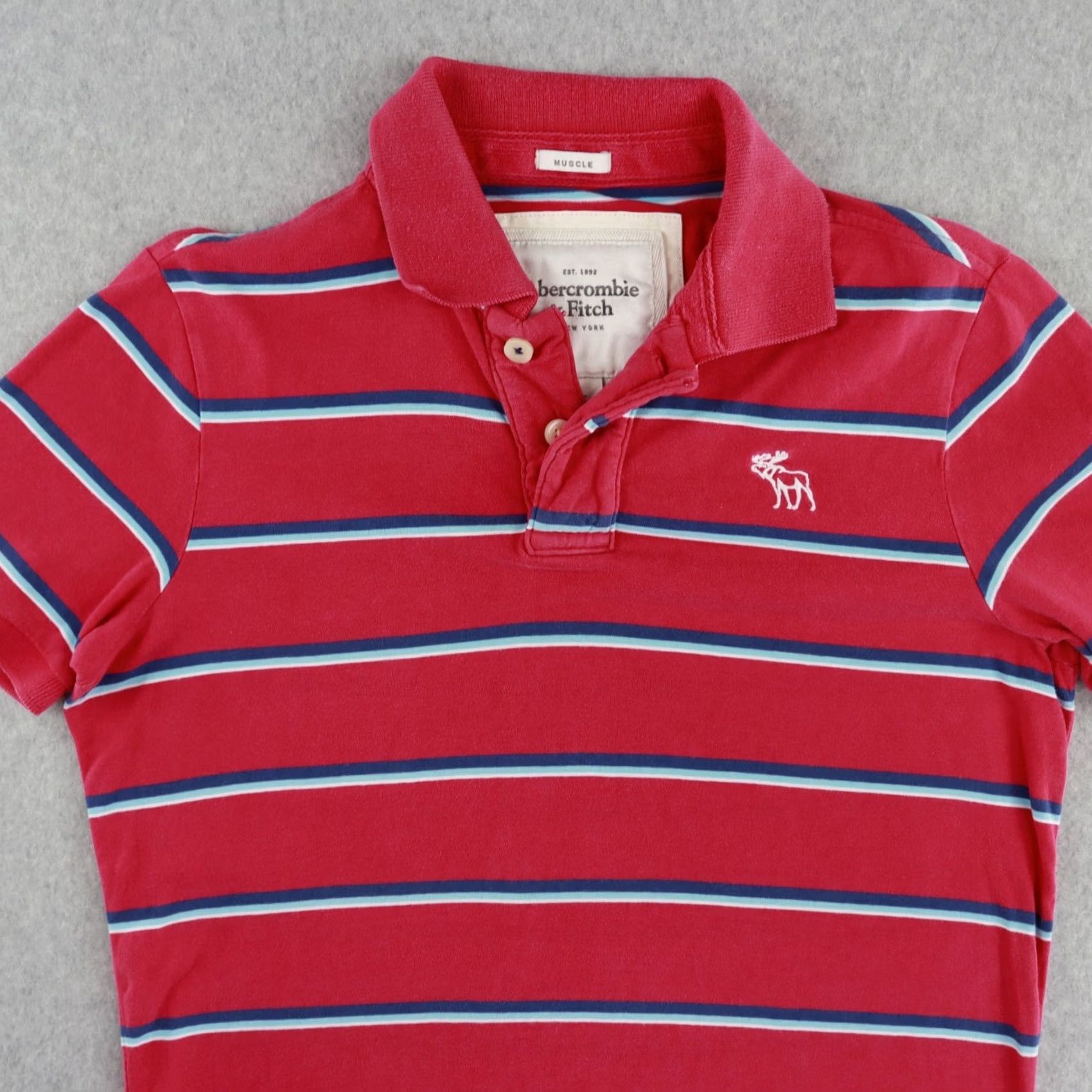 Abercrombie & Fitch Abercrombie & Fitch Polo Shirt Adult Large Red Slim Moose Shirt Mens Size US L / EU 52-54 / 3 - 5 Thumbnail