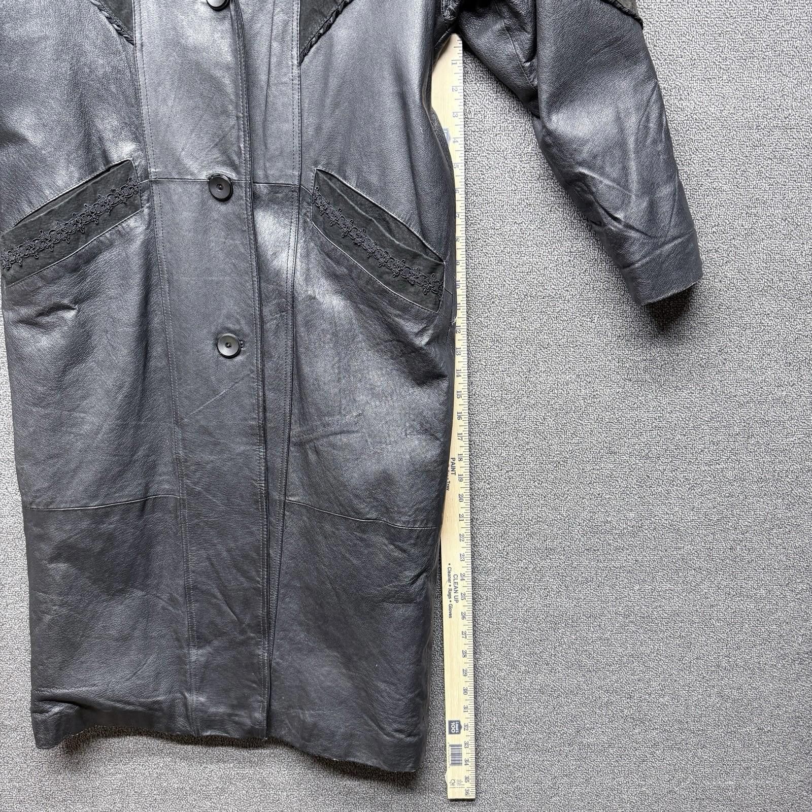 Other VTG Winlet Women S Black Genuine Leather 80s TrenchCoat Goth Size S / US 4 / IT 40 - 8 Thumbnail