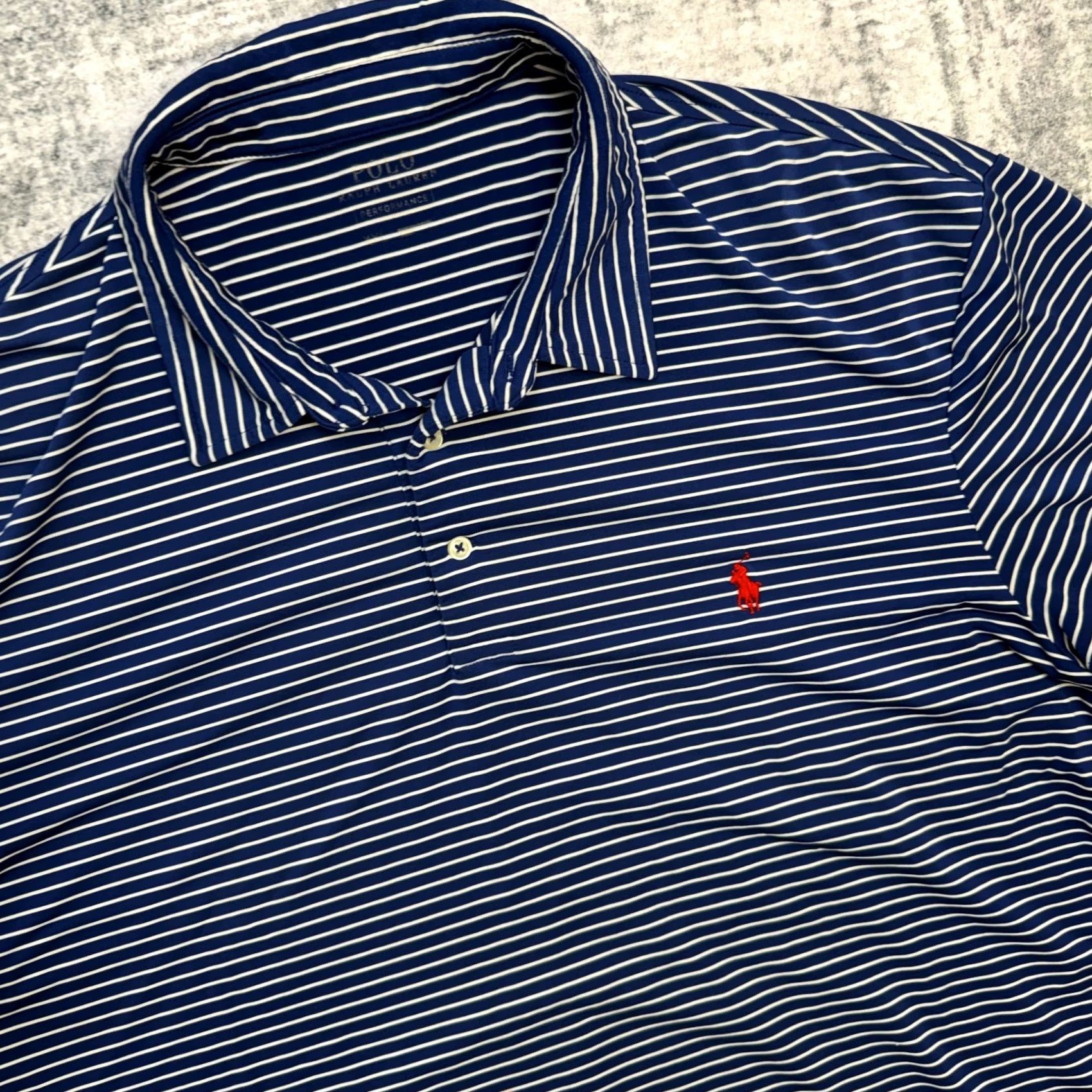 Polo Ralph Lauren Polo Ralph Lauren Shirt Mens 2XL Blue Striped Performance Polo Pony Golf Travel Shirt Size US XXL / EU 58 / 5 - 2 Thumbnail
