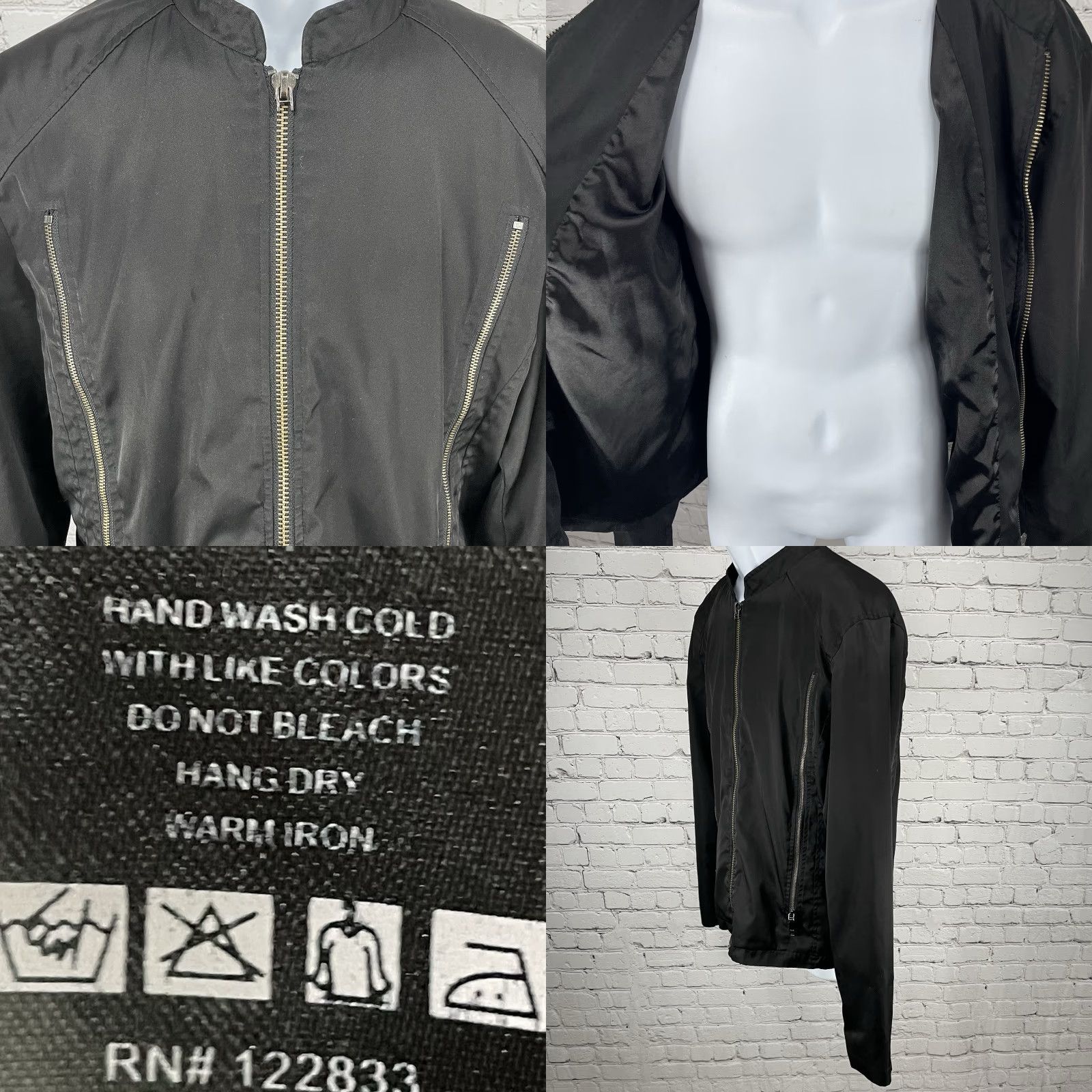 Vintage Foreign Exchange Black Zipped Lightweight Lined Band Collar Jacket Size Large L Mens Size US L / EU 52-54 / 3 - 8 Thumbnail