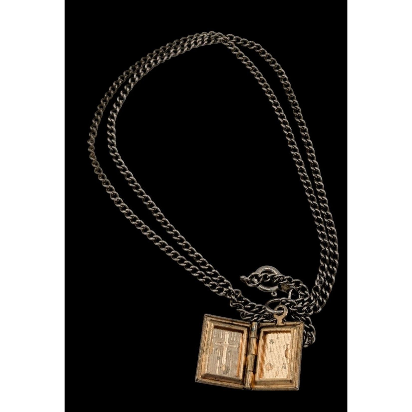 Other Vintage Religious Dainty Cross Engraved Book Locket Necklace Size ONE SIZE - 3 Thumbnail