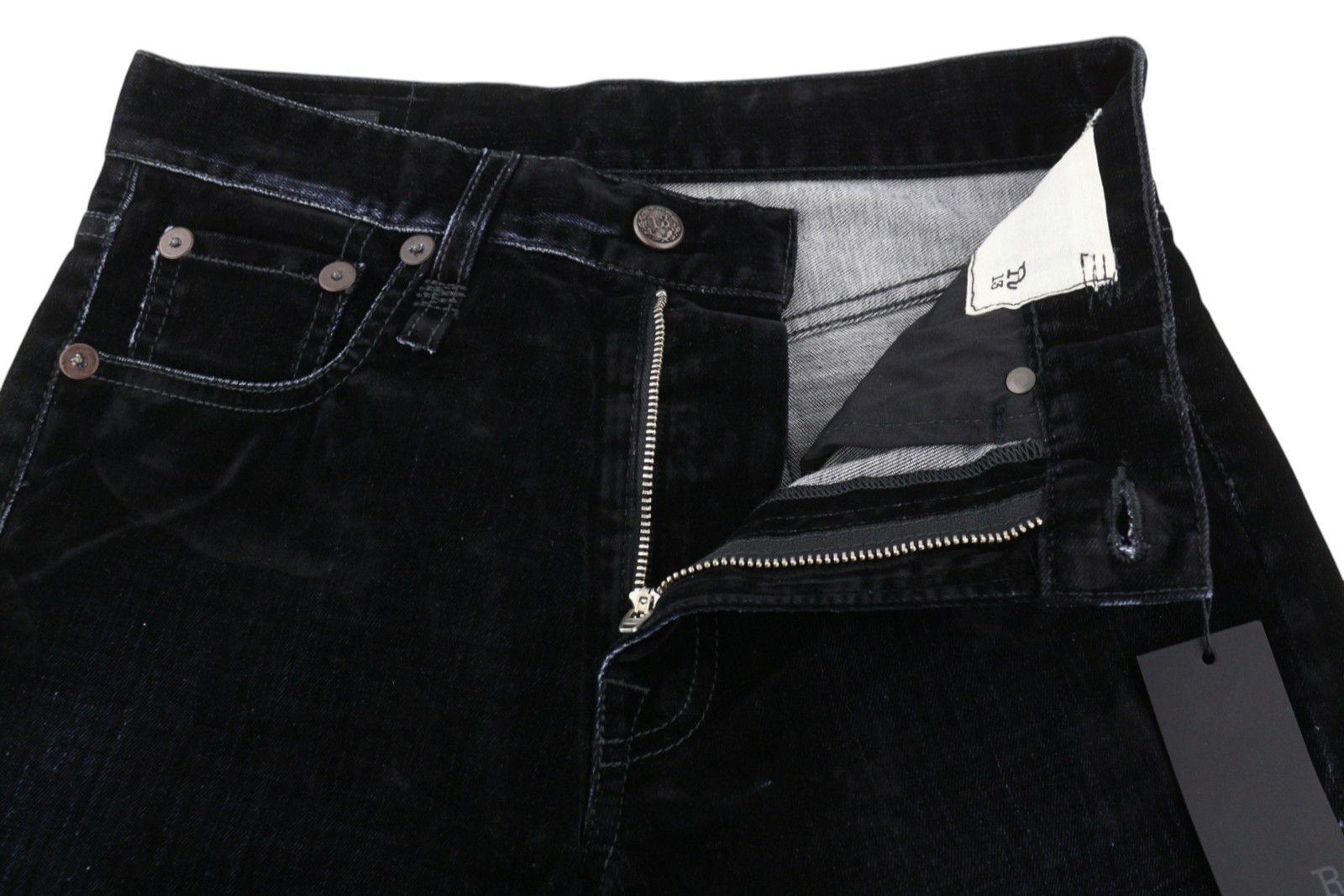 R13 ROMEO 24 Flocked Black Velvet Ankle Straight Zip 85814 Size 24" / US 00 / IT 34 - 4 Thumbnail
