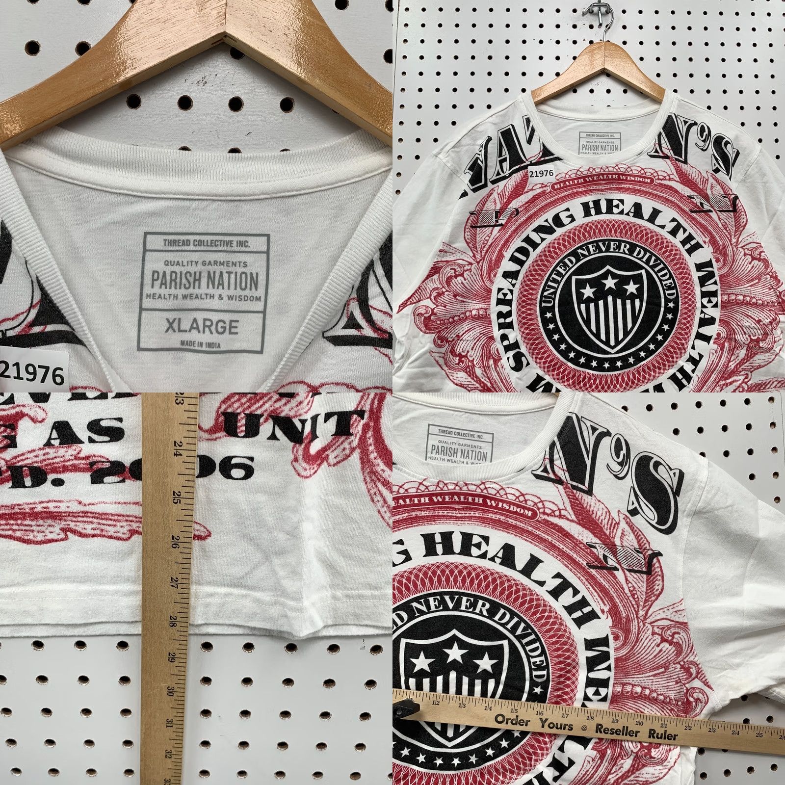 Gloverall Parish Nation Shirt Mens XL White Nations AOP Red All Over Print MONEY Graphic Men 5x28 Size US XL / EU 56 / 4 - 9 Thumbnail