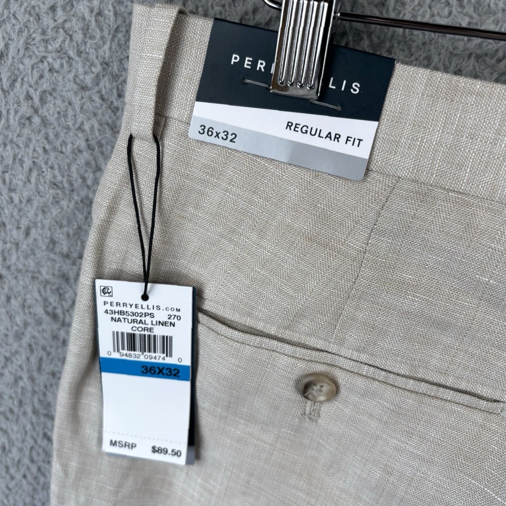 Perry Ellis Perry Ellis Linen Blend Dress Pants Men 36x32 Beige Regular Fit Slacks Casual Business Workwear Size US 36 / EU 52 - 5 Thumbnail