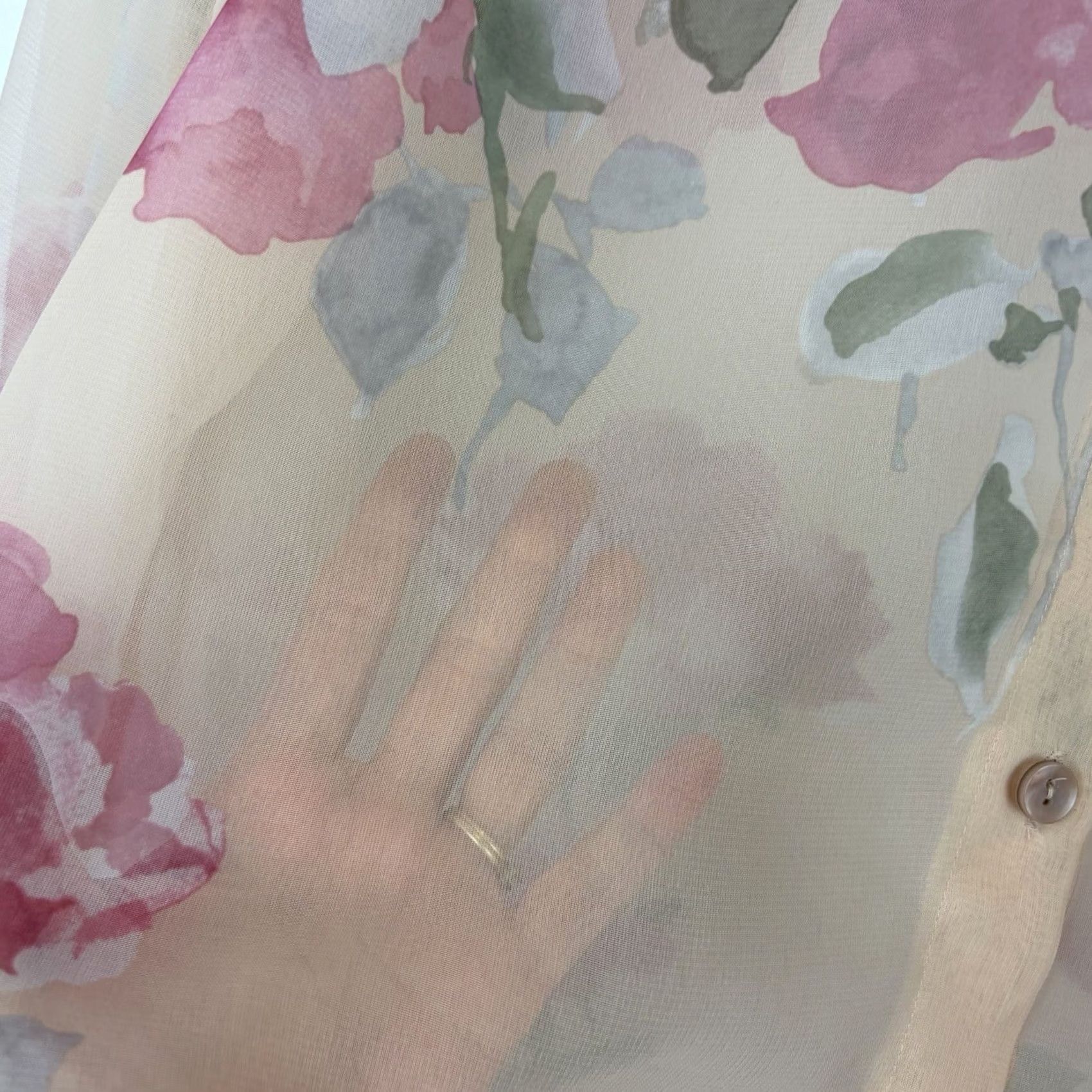 Vintage VINTAGE Boho Flowy Floral Sheer Chiffon Top Career Romantic Large Womens Size L / US 10 / IT 46 - 6 Thumbnail