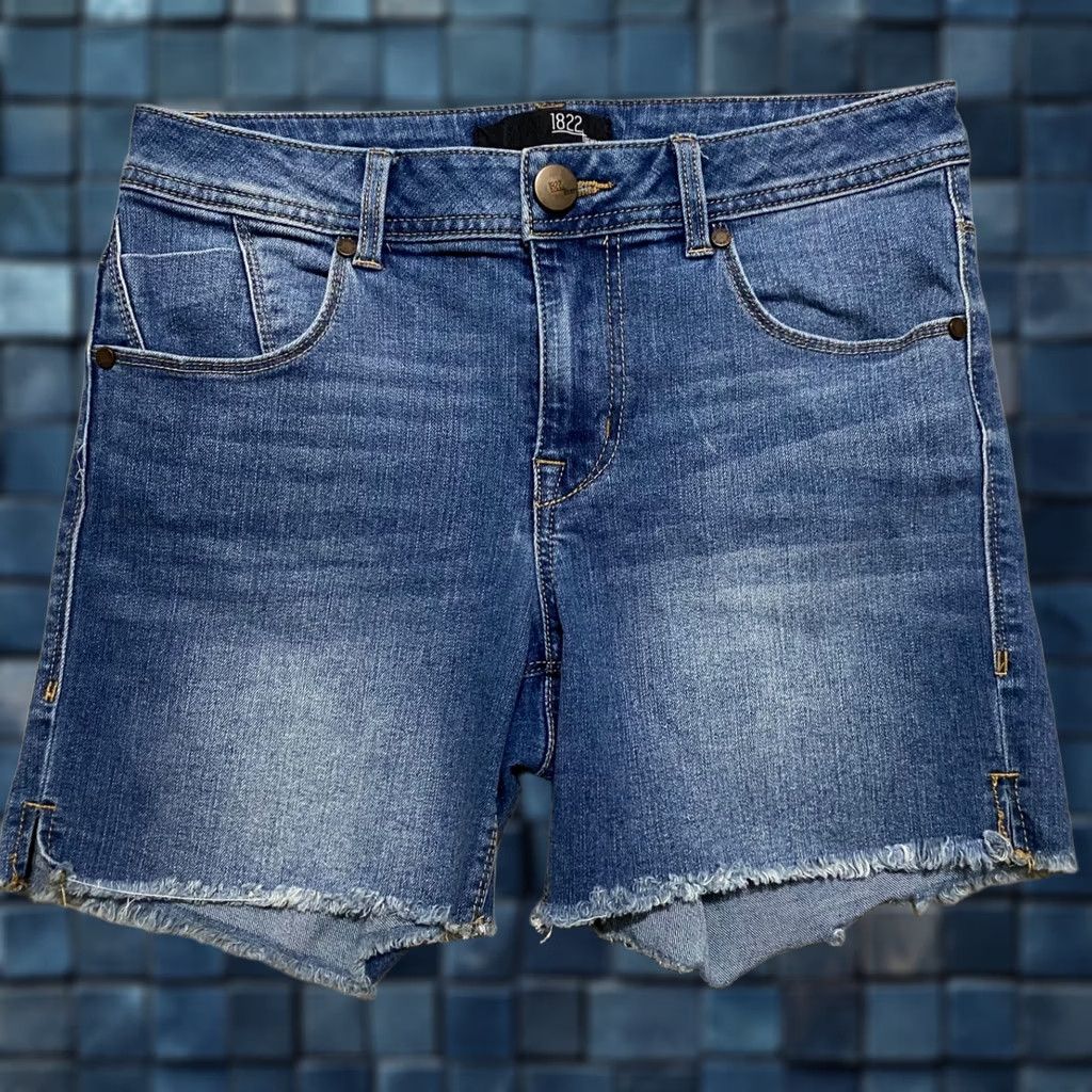 Vintage 1822 Denim Womens Shorts Blue Denim Medium Wash 5" Inseam Cut-Off Mid Rise 6 Regular Pockets Stretch Vintage: No Size 28" / US 6 / IT 42 - 1 Thumbnail