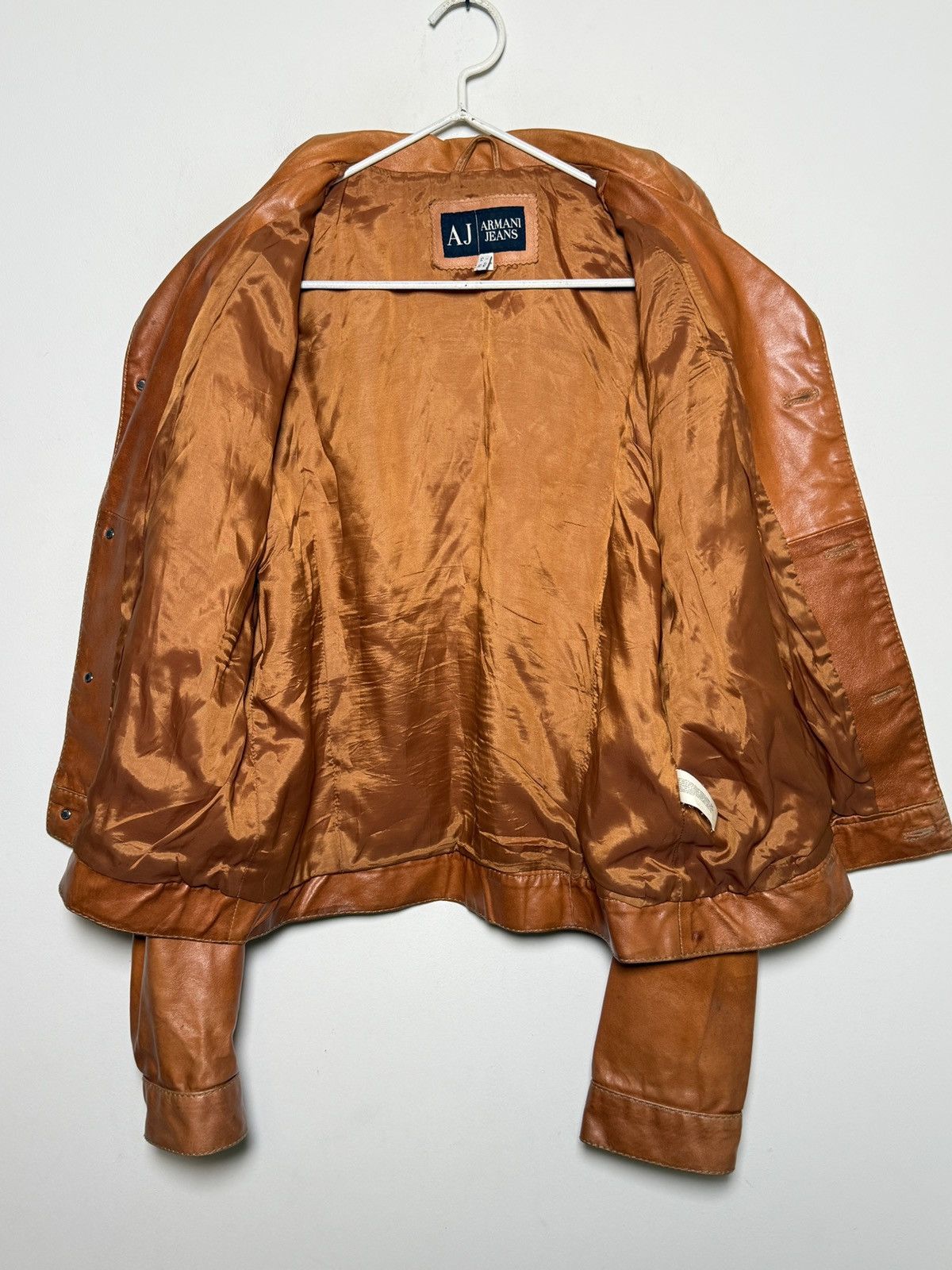 Giorgio Armani Armani Jeans moto leather jacket in a rich cognac brown Size US L / EU 52-54 / 3 - 14 Thumbnail