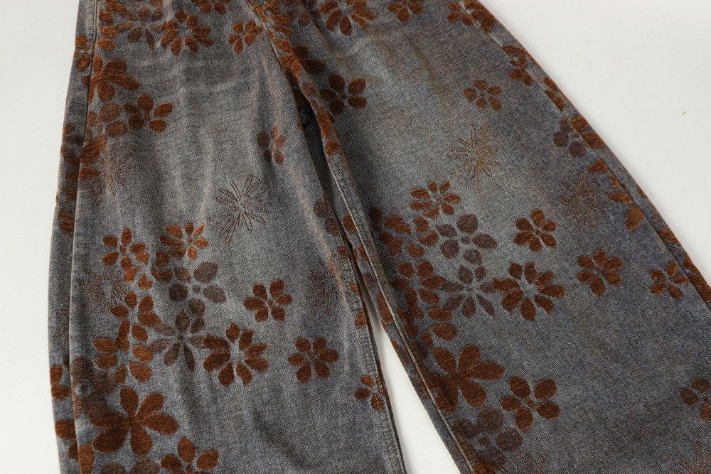 Vintage Men's vintage floral embroidered washed distressed jeans Size US 32 / EU 48 - 5 Thumbnail