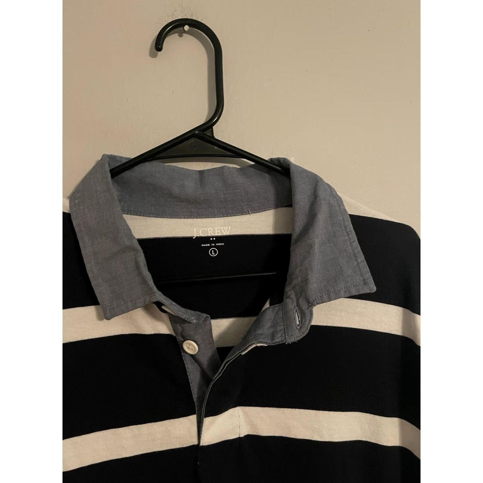 J.Crew J.Crew AR853 Blue Rugby Striped Shirt Polo Chambray Collar - Men's Large Size US L / EU 52-54 / 3 - 2 Thumbnail